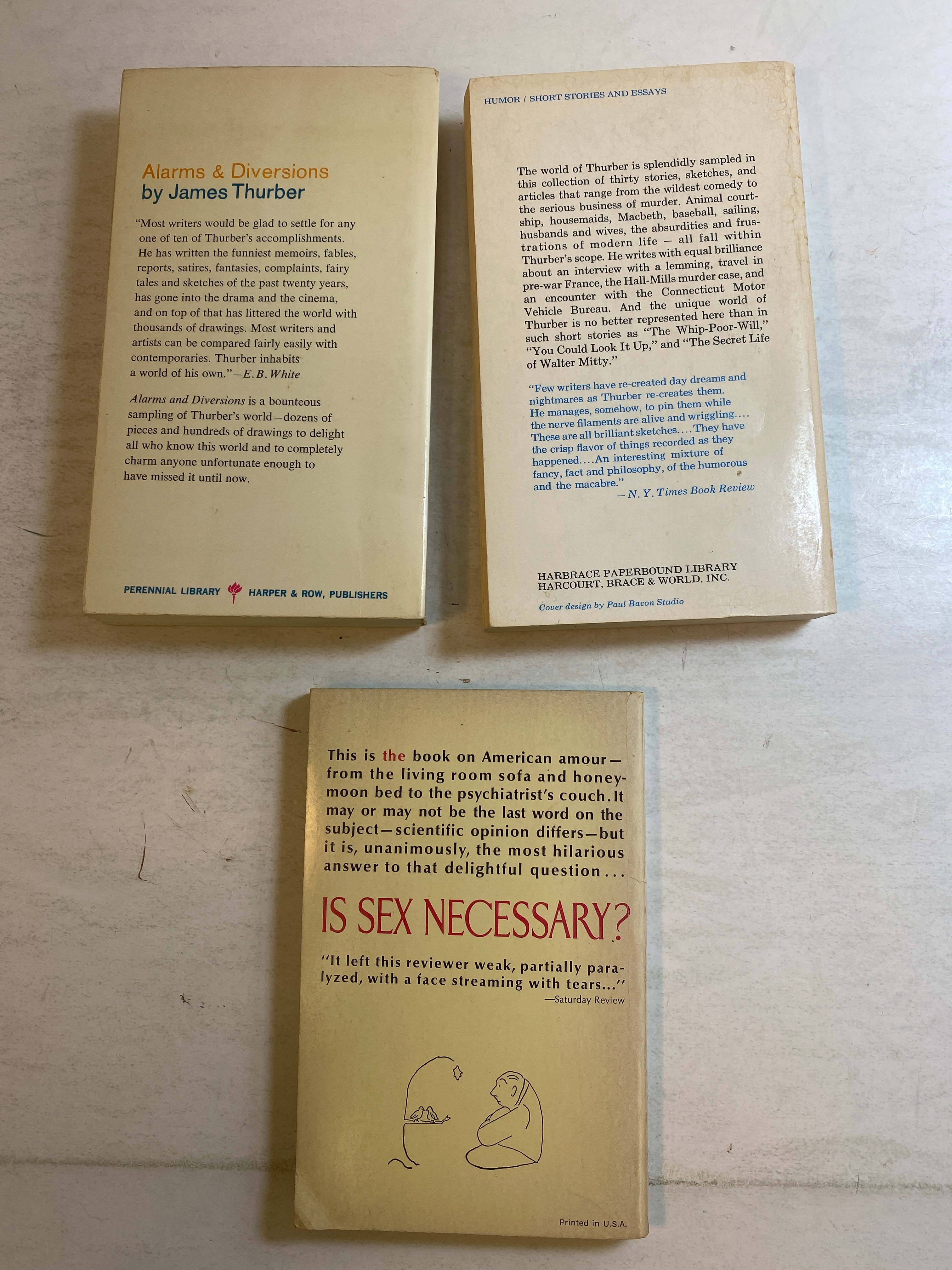 Lot of 3 James Thurber Humor Books 1957-1969