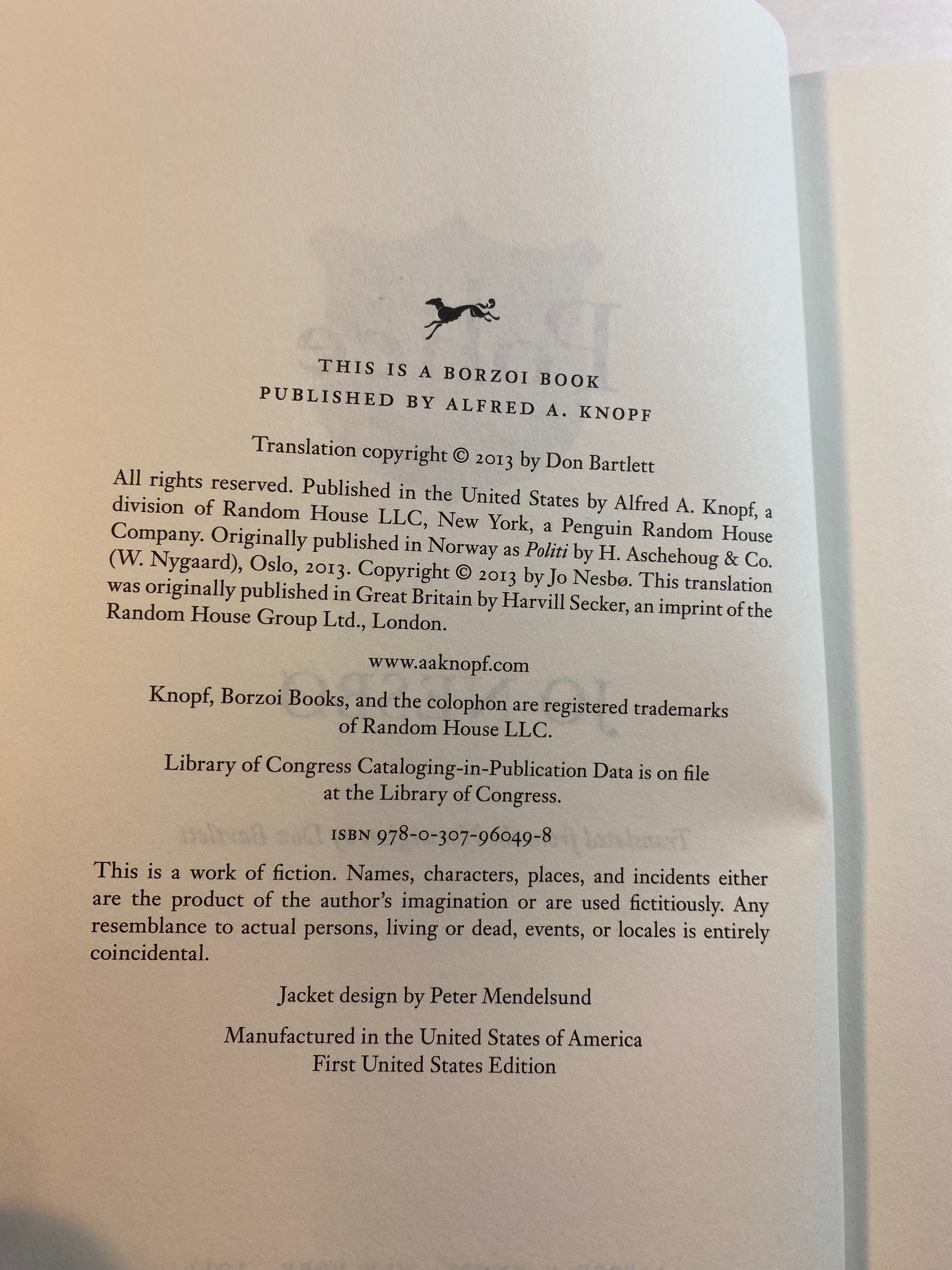 Lot of 3 Jo Nesbo Police *Signed* The Bat Phantom 2012-2013