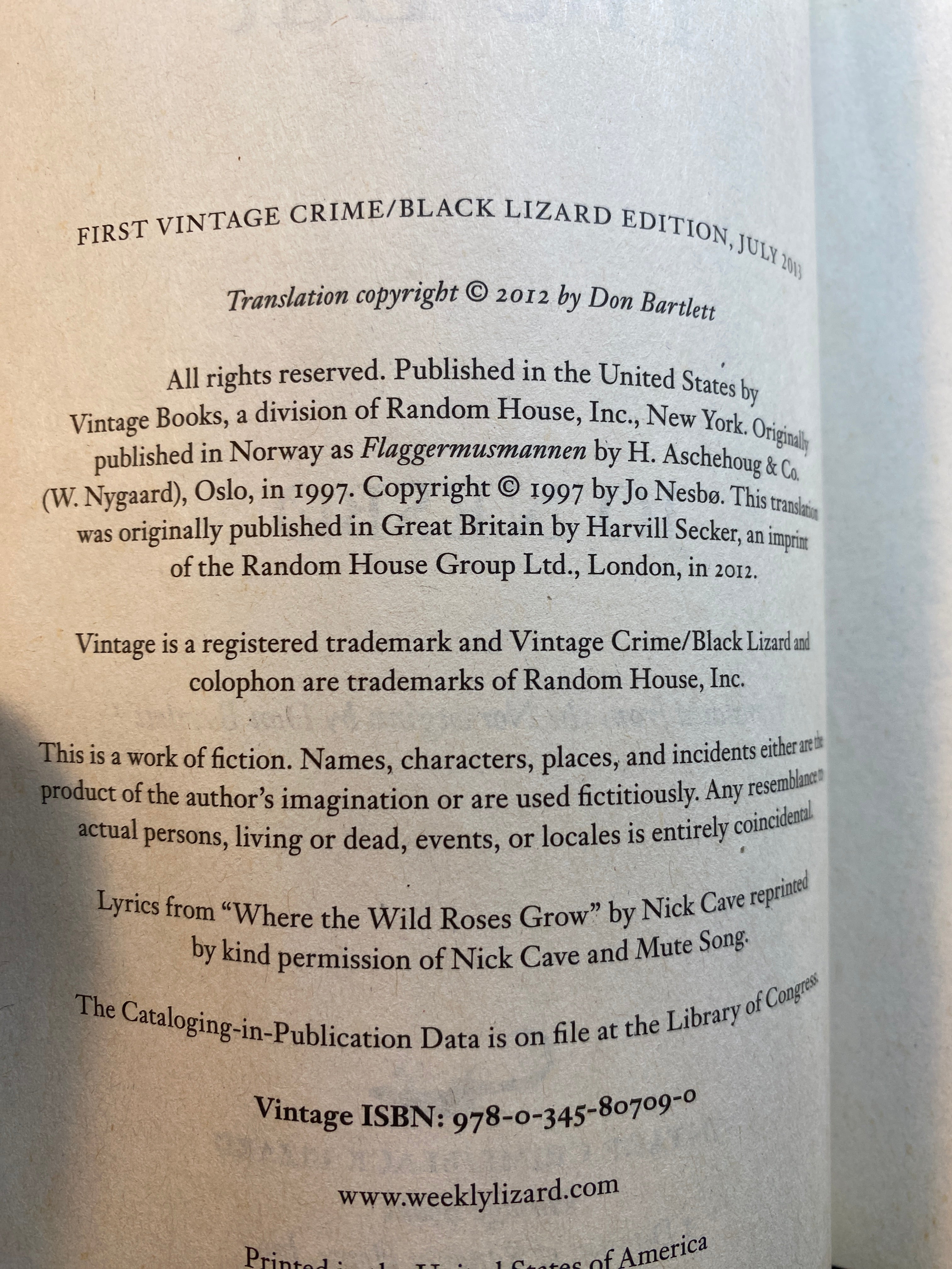 Lot of 3 Jo Nesbo Police *Signed* The Bat Phantom 2012-2013