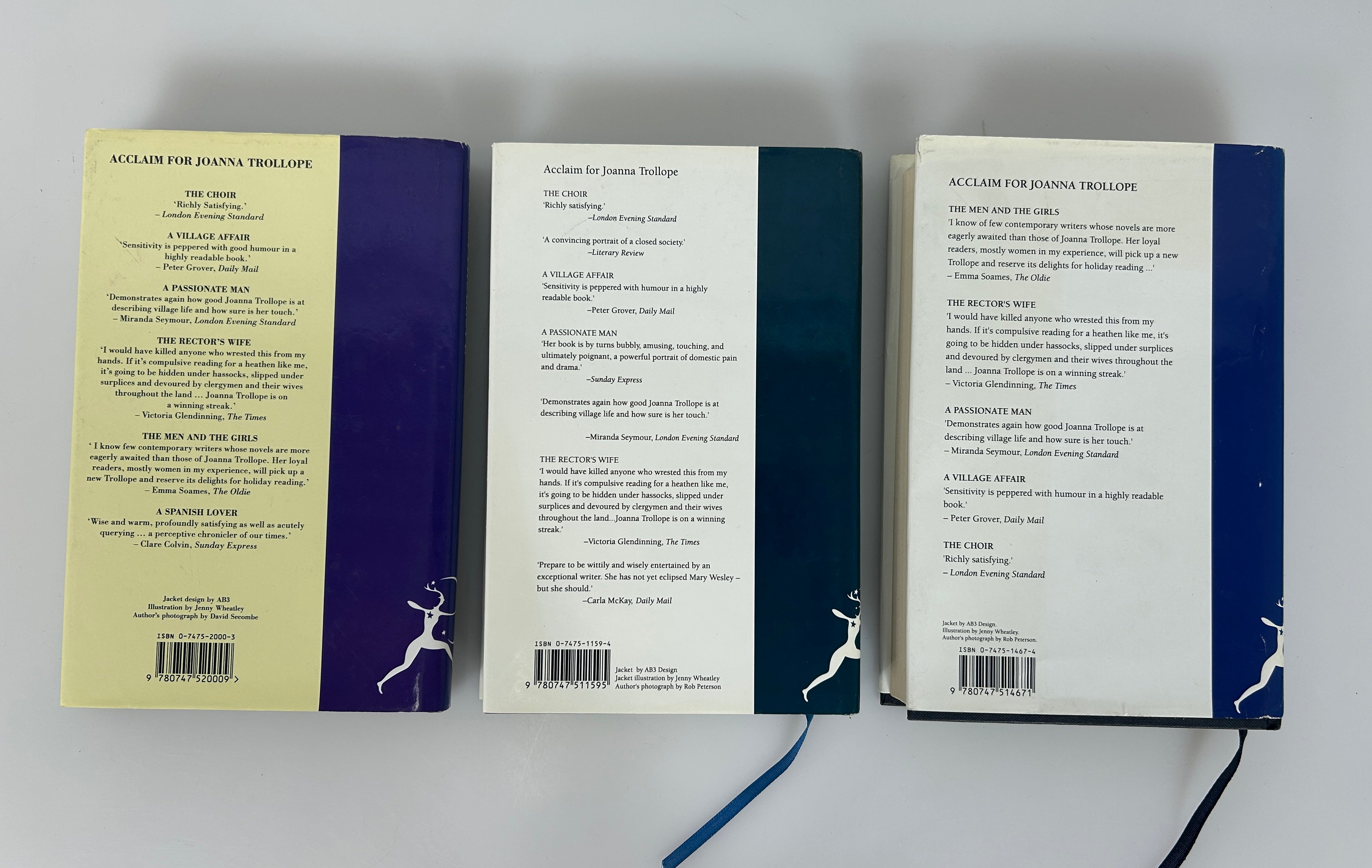 Lot of 3 Joanna Trollope UK Ed Spanish Lover/Men & Girls/Best of Friends HCDJ