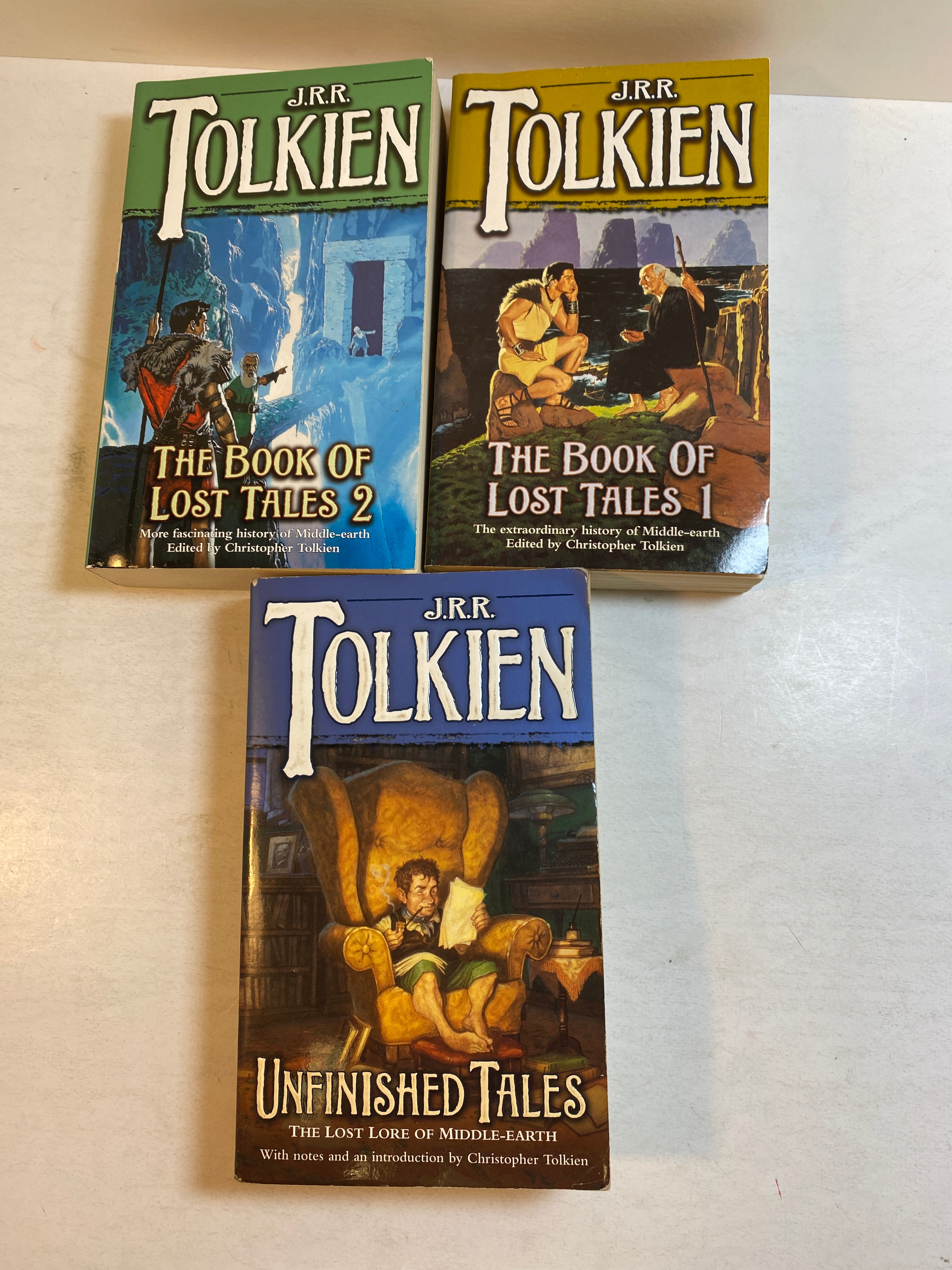 Lot of 3 JRR Tolkien Book of Lost Tales Unfinished Tales 1988-1992
