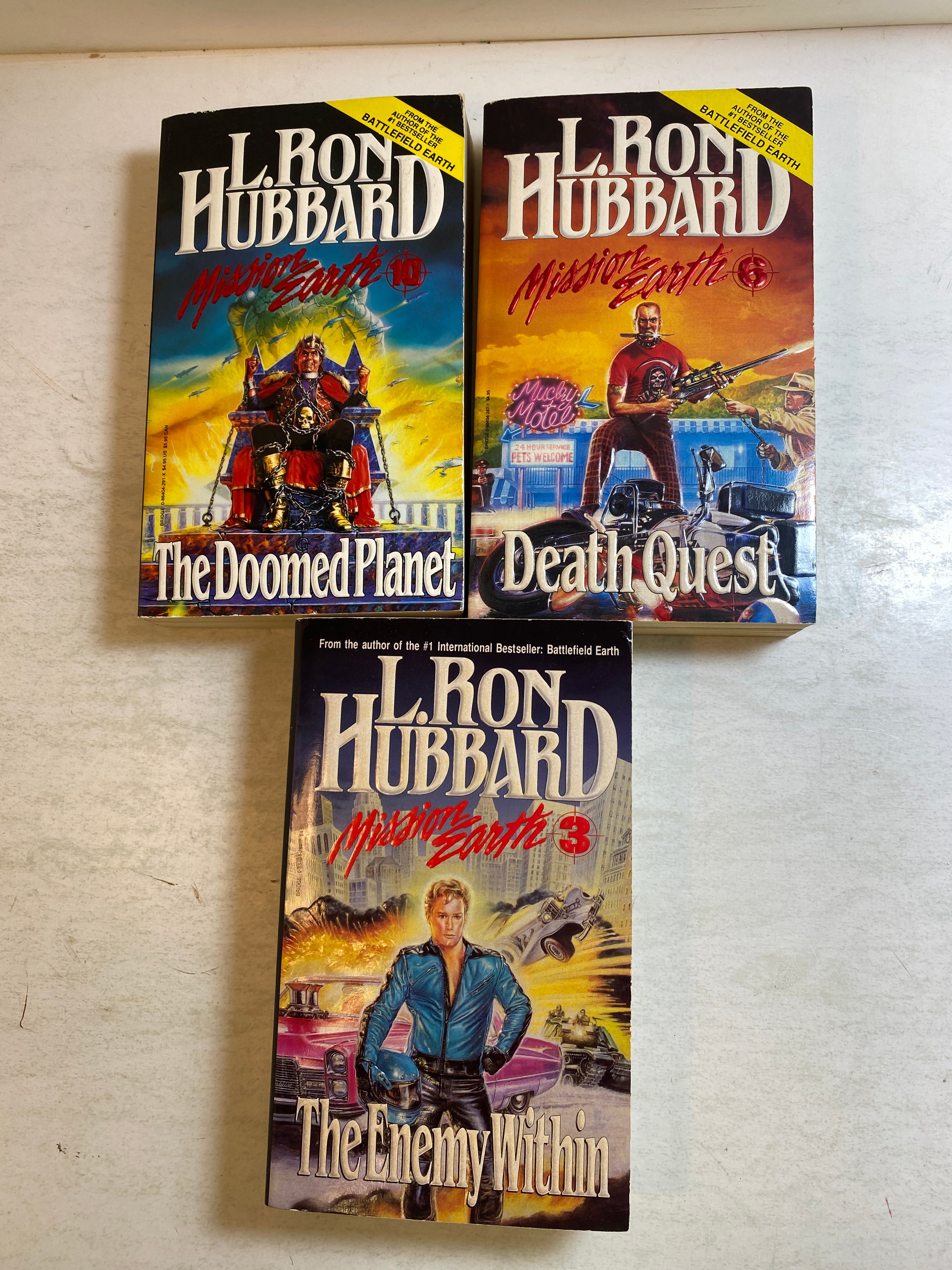 Lot of 3 L Ron Hubbard Mission Earth paperbacks 1987-1988