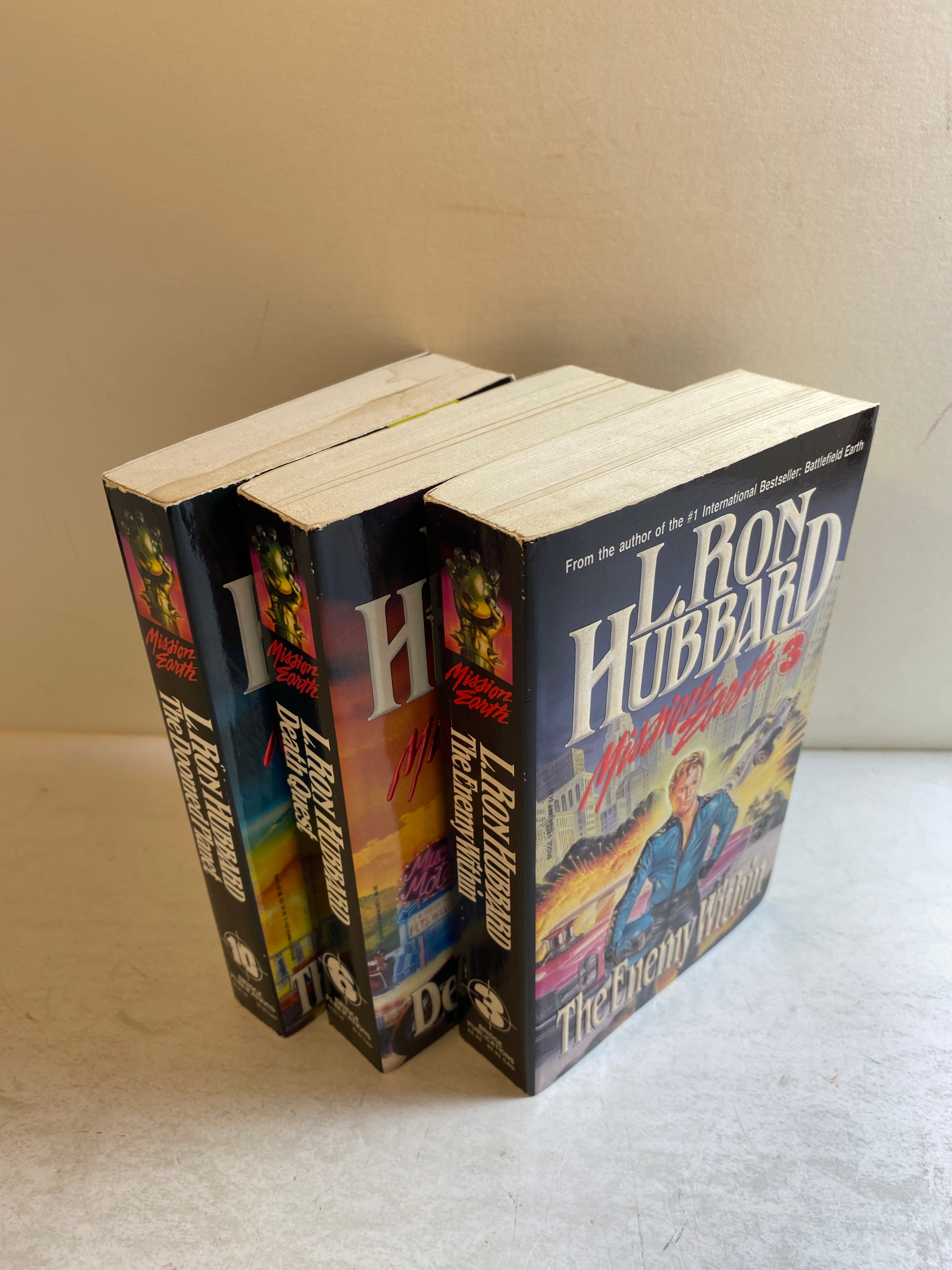 Lot of 3 L Ron Hubbard Mission Earth paperbacks 1987-1988