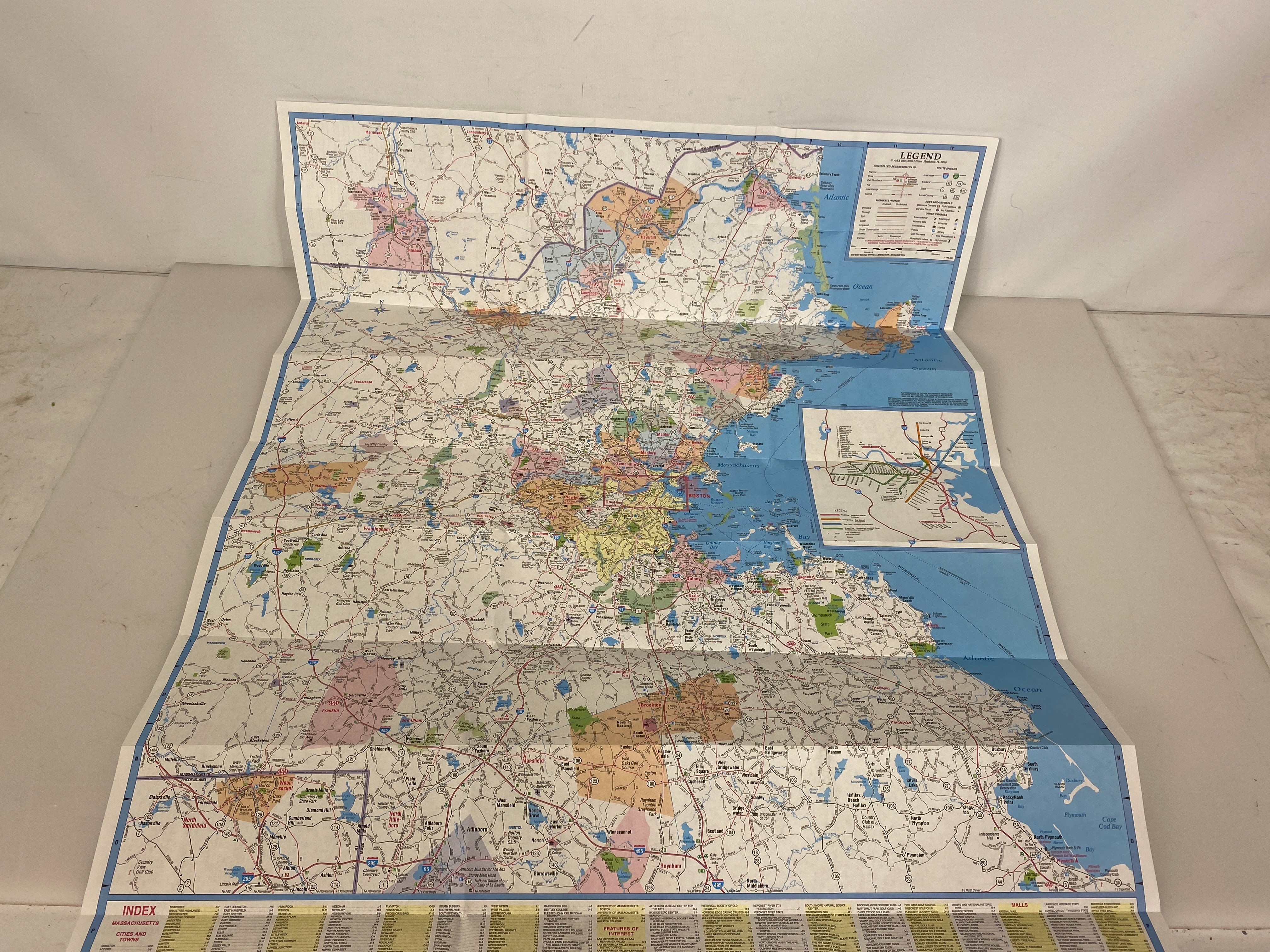 Lot of 3 Maps: MapEasy Boston/AAA Boston Area/AAA CT MA RI 1997-2005