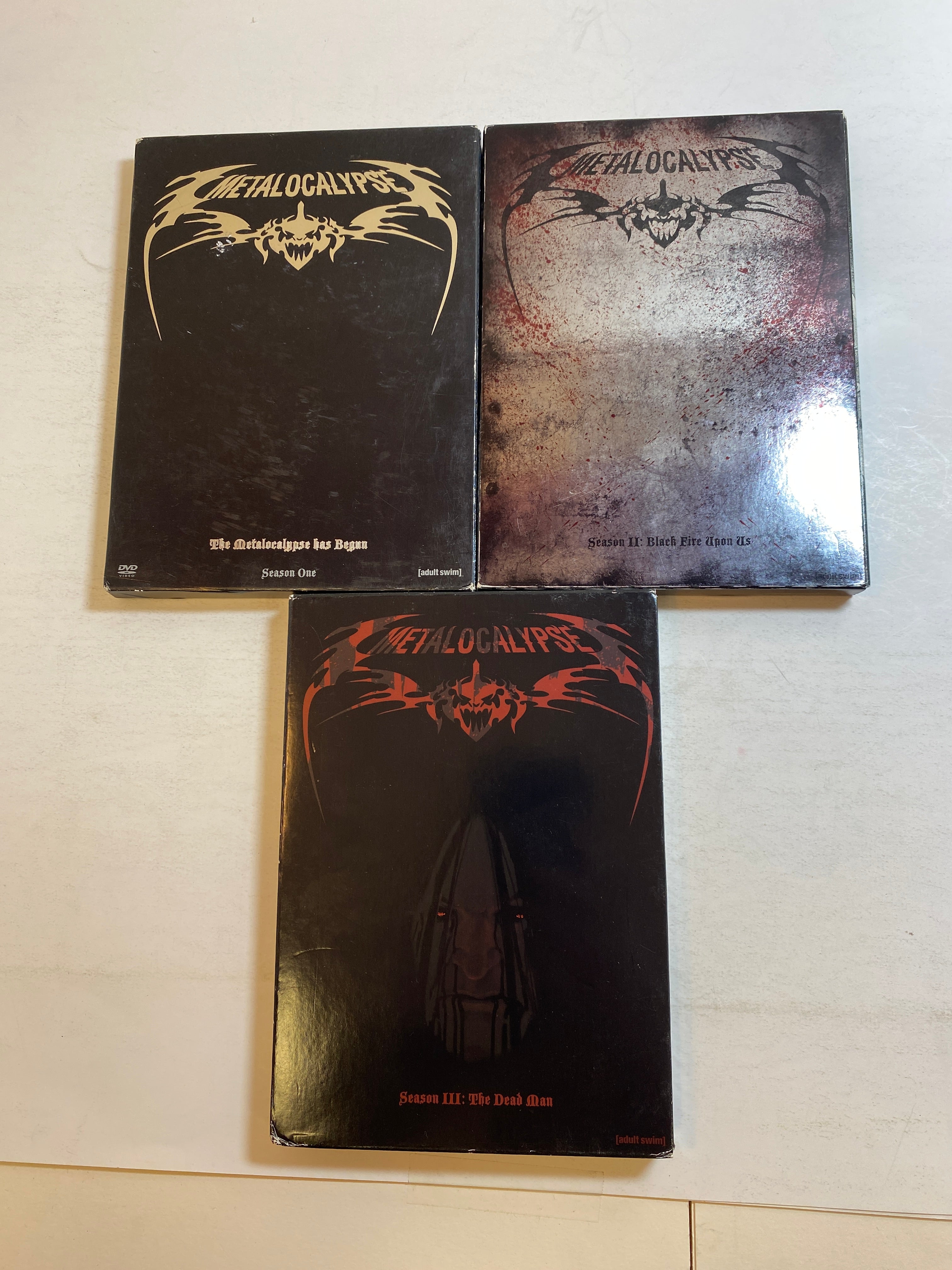 Lot of 3 Metalocalypse DVD Sets Seasons 1-3 2007-2010