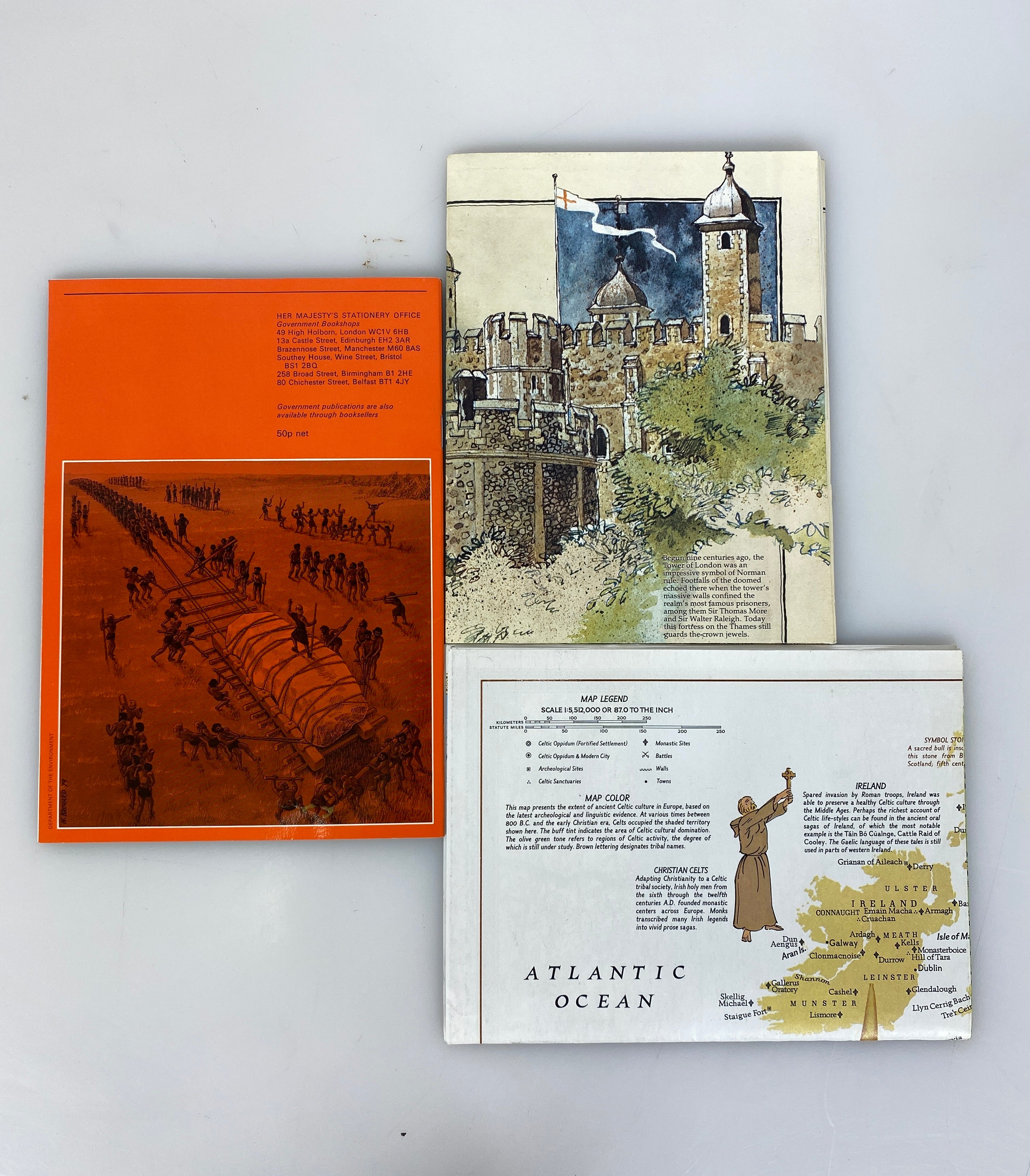 Lot of 3: Nat Geo Medieval England & Celtic Europe Maps/What is Stonehenge?