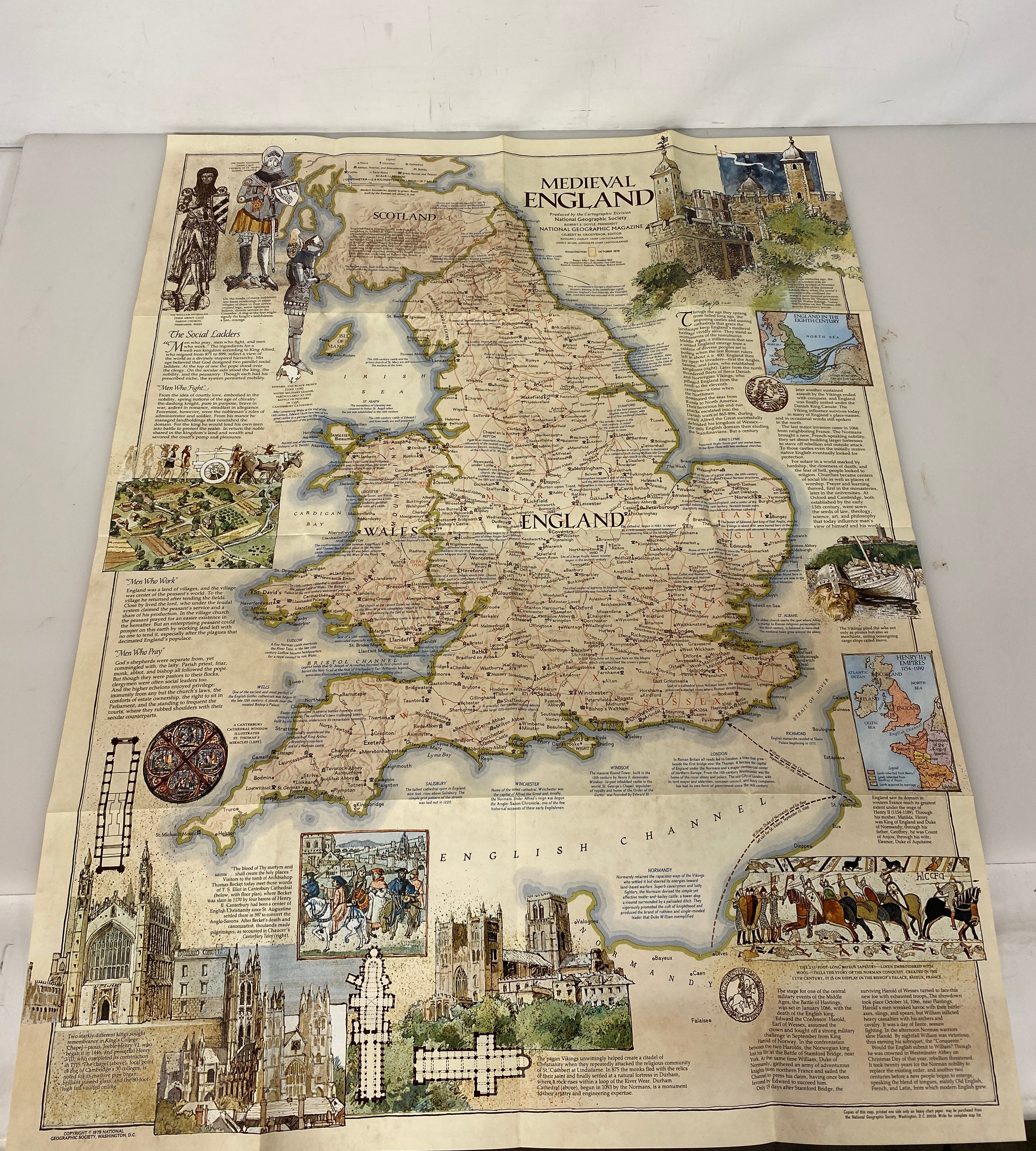Lot of 3: Nat Geo Medieval England & Celtic Europe Maps/What is Stonehenge?