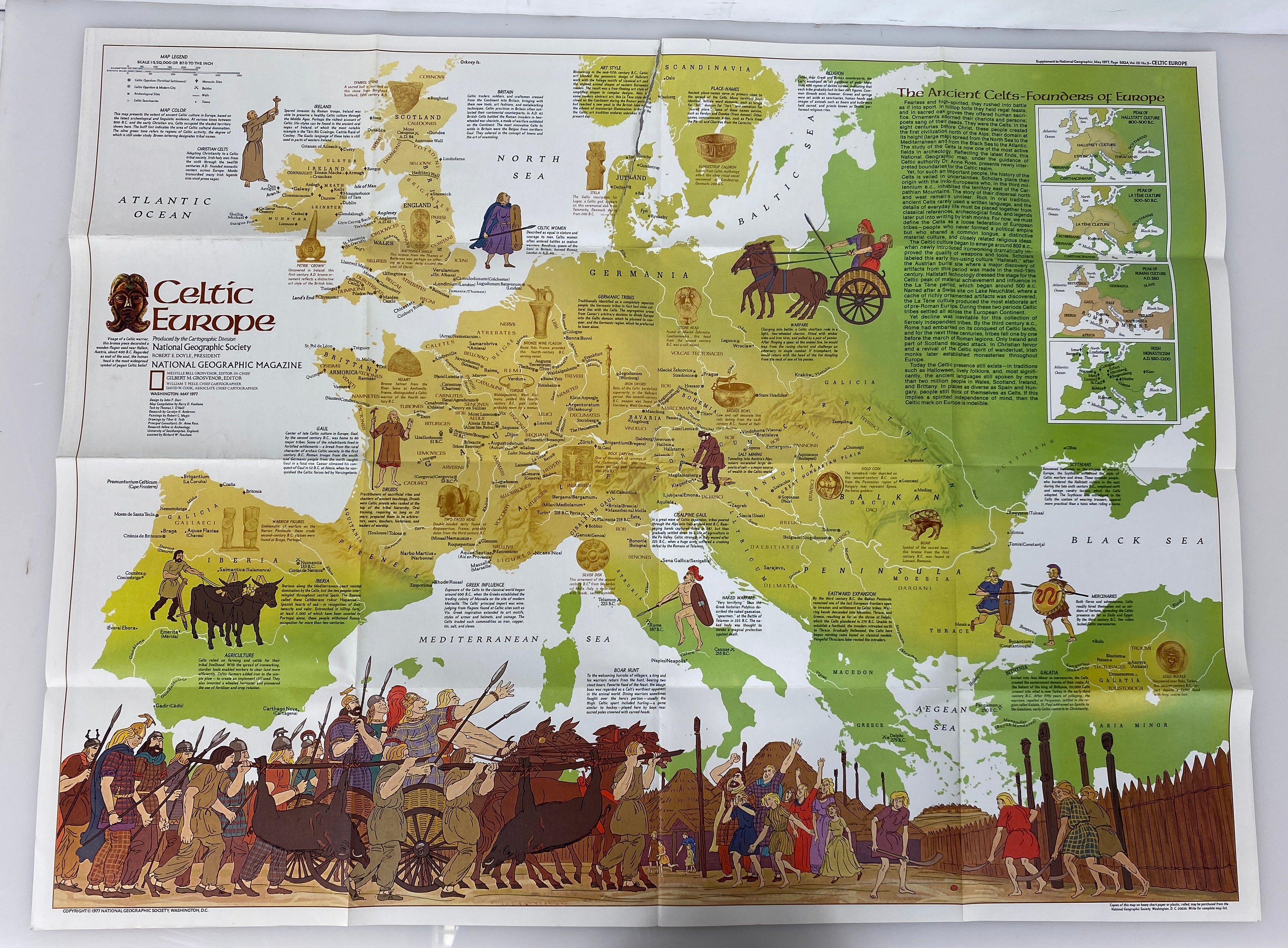 Lot of 3: Nat Geo Medieval England & Celtic Europe Maps/What is Stonehenge?