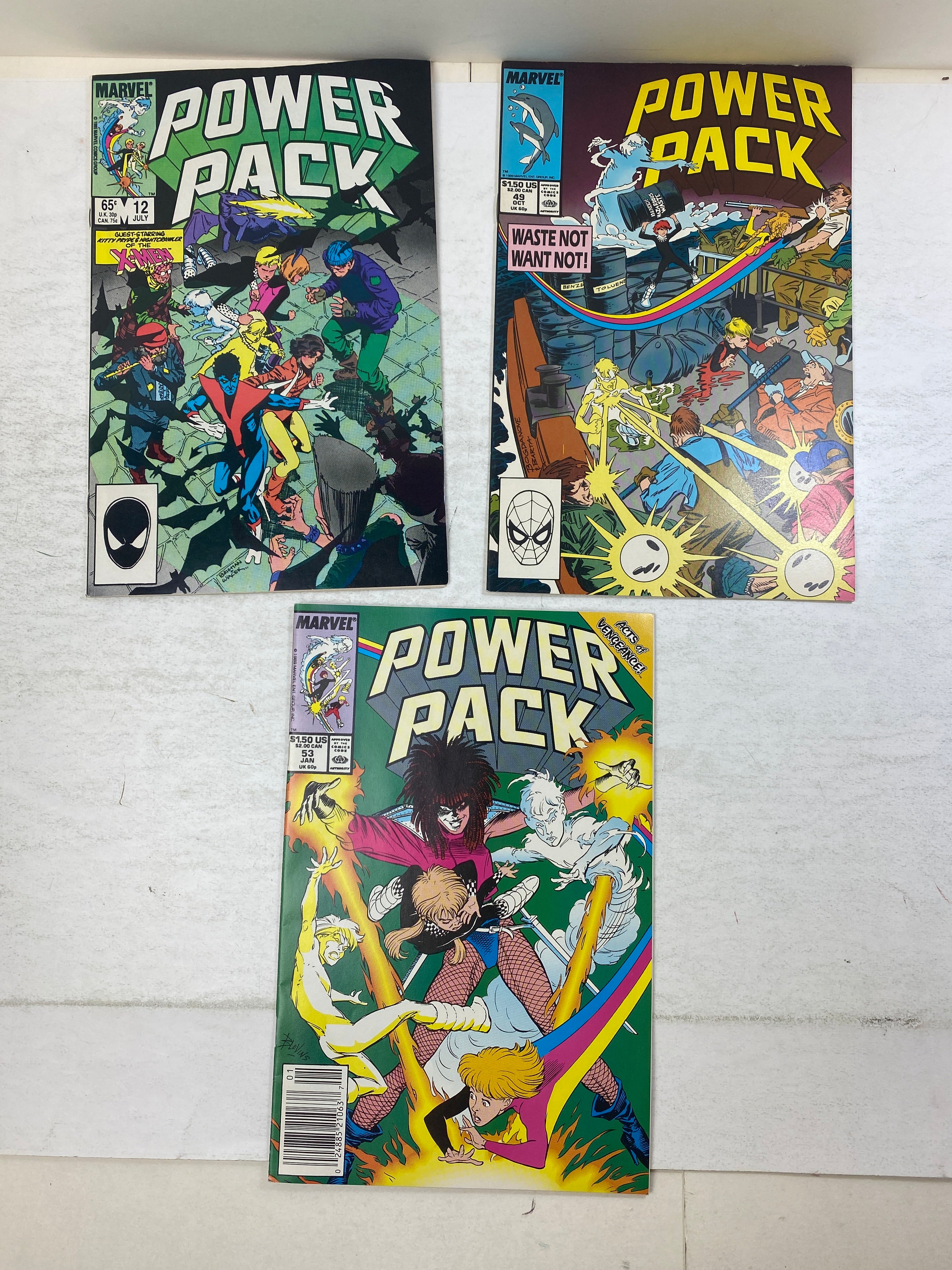 Lot of 3 Power Pack Marvel Comics 1985-1989