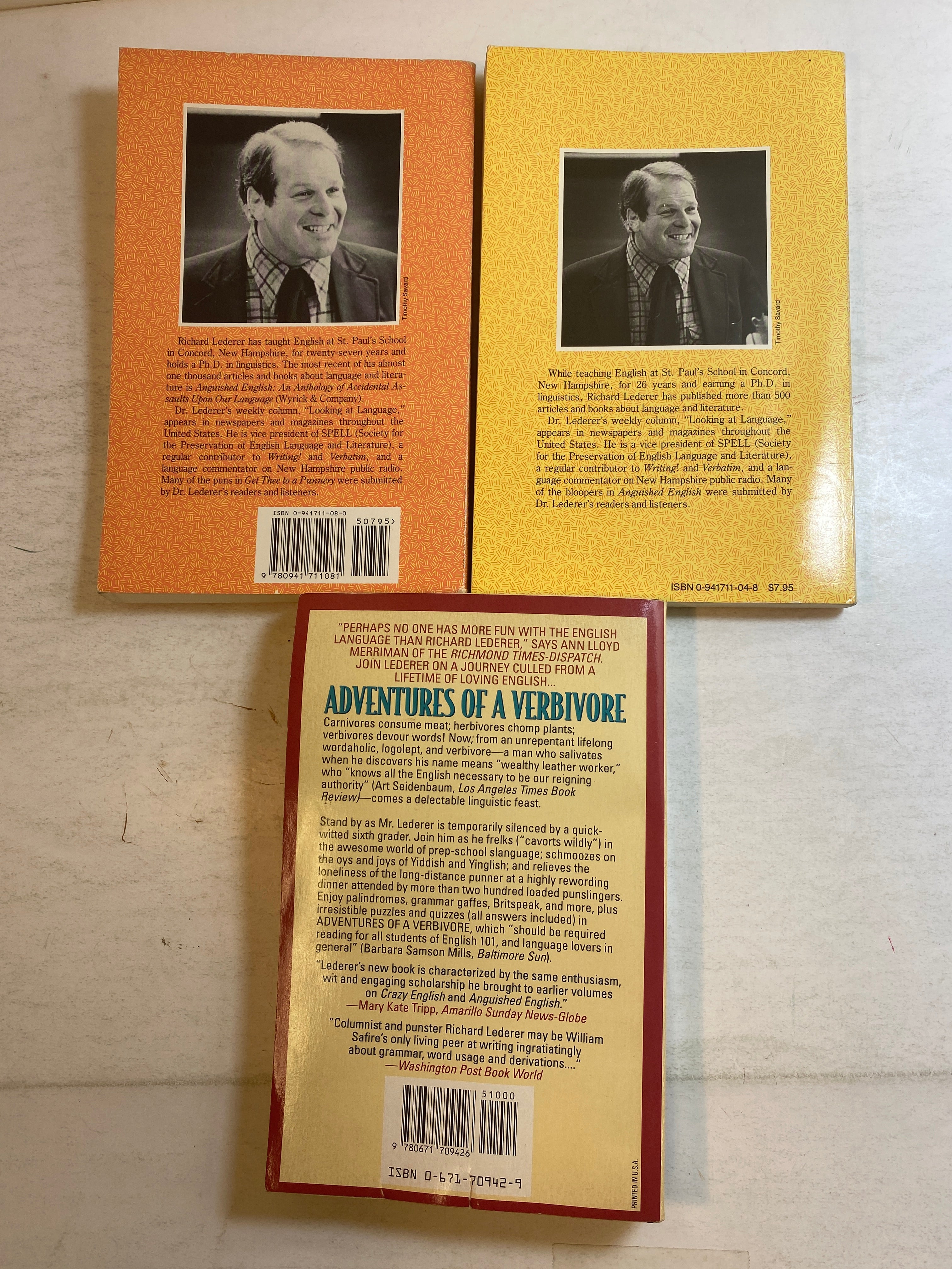 Lot of 3 Richard Lederer English Language Humor Books 1987-1995