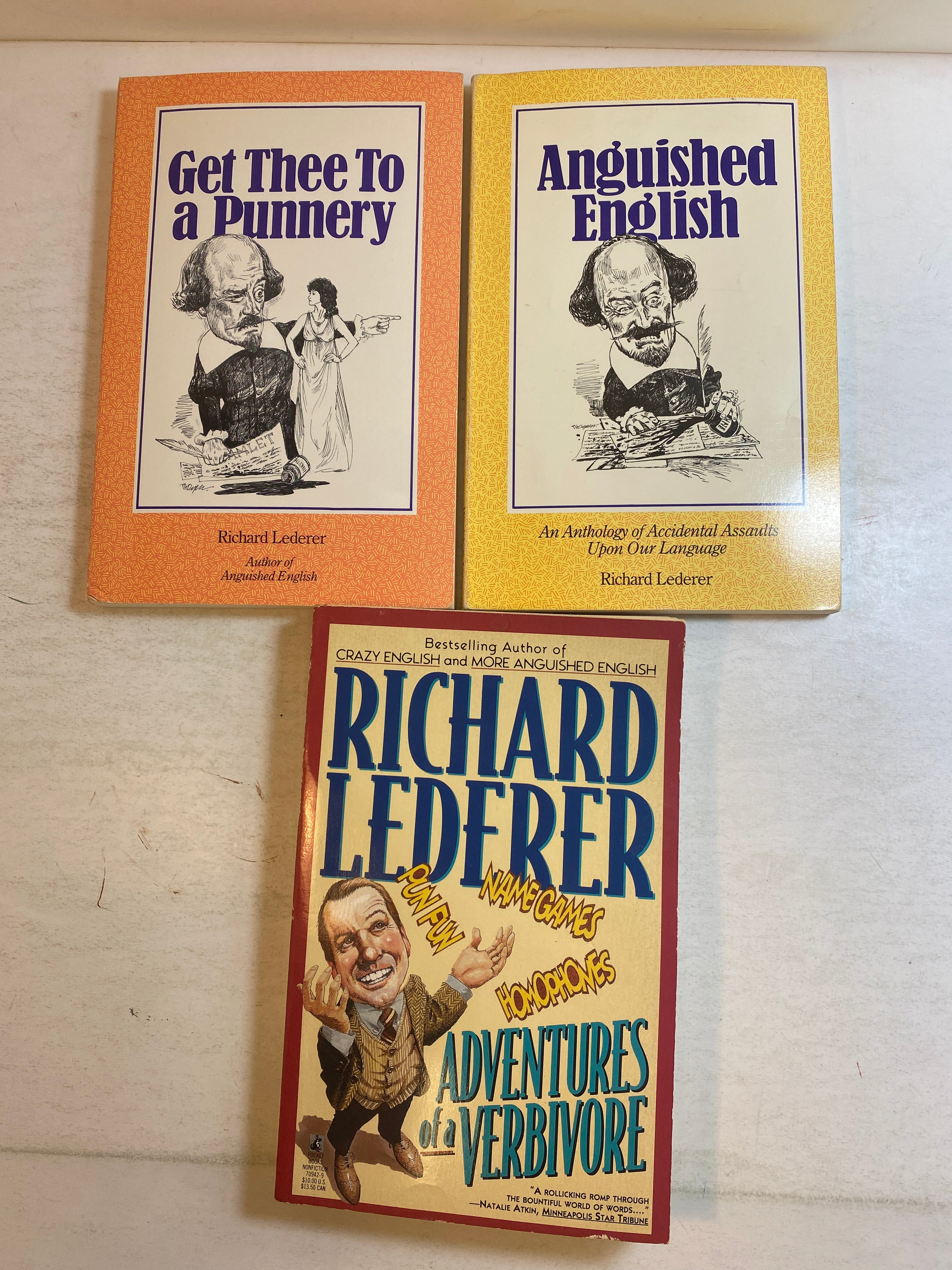 Lot of 3 Richard Lederer English Language Humor Books 1987-1995