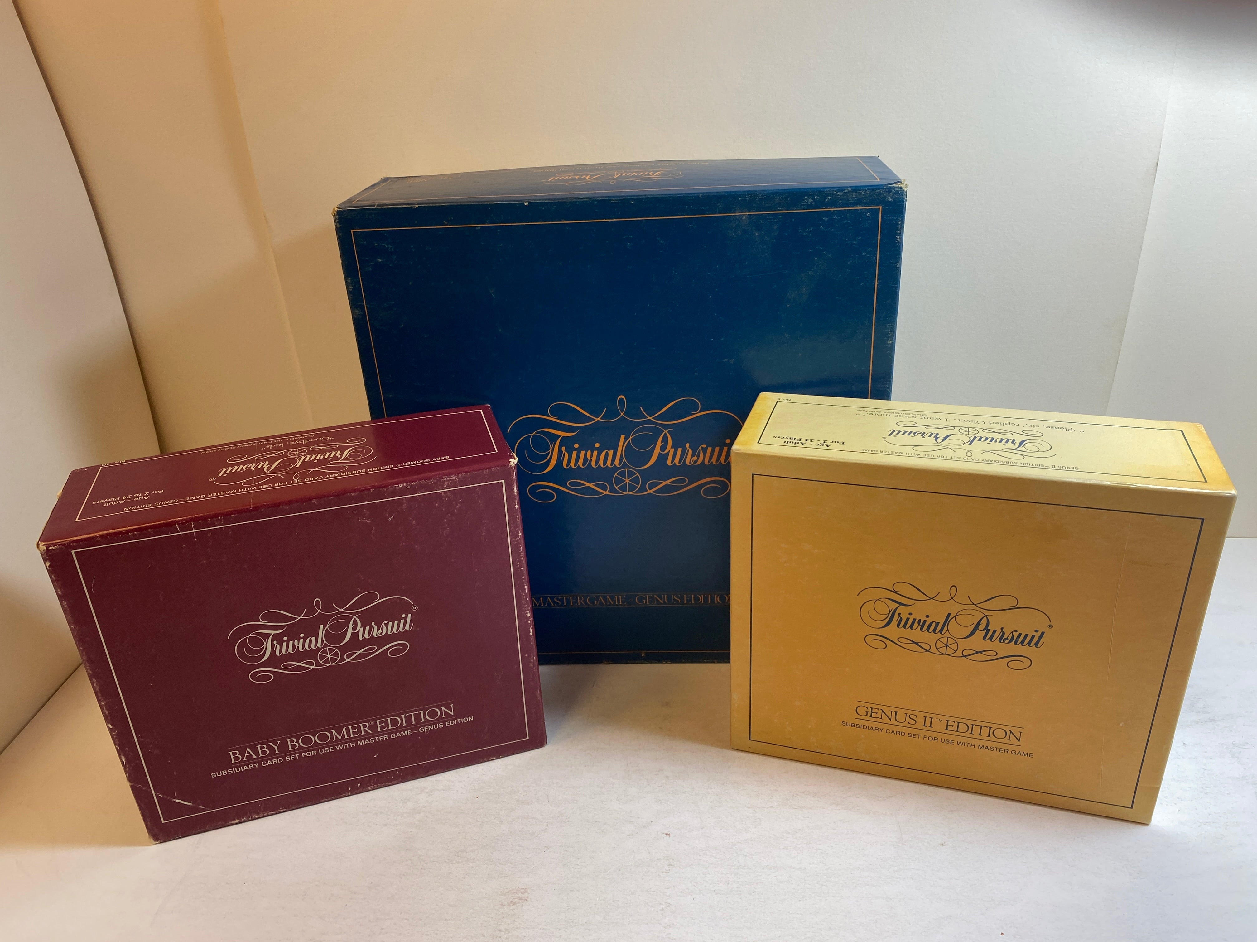 Lot of 3 Trivial Pursuit Genus, Genus II, Baby Boomer Edition 1981-1984