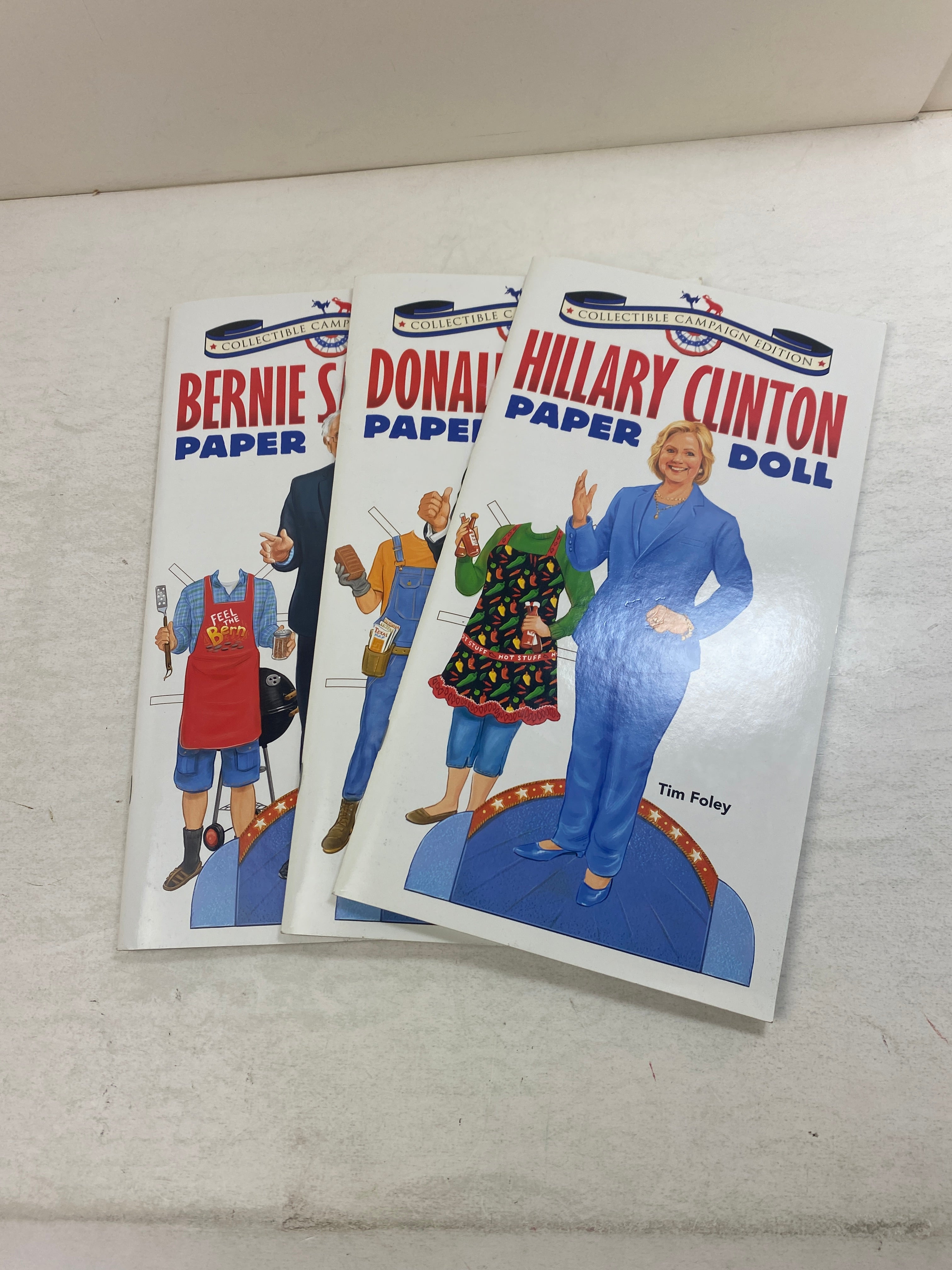 Lot of 3 Trump Clinton Sanders Paper Doll Books Election 2016