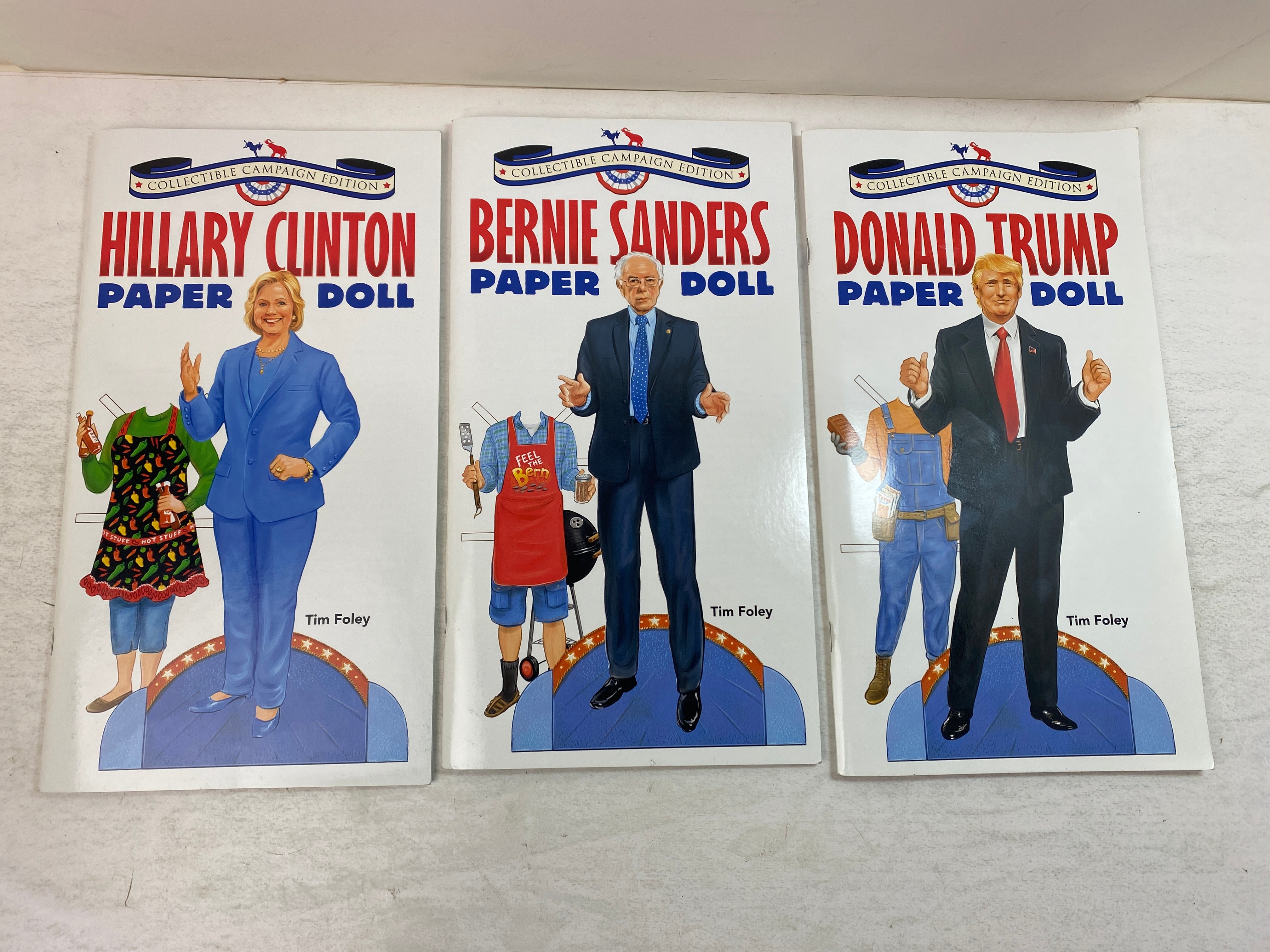 Lot of 3 Trump Clinton Sanders Paper Doll Books Election 2016