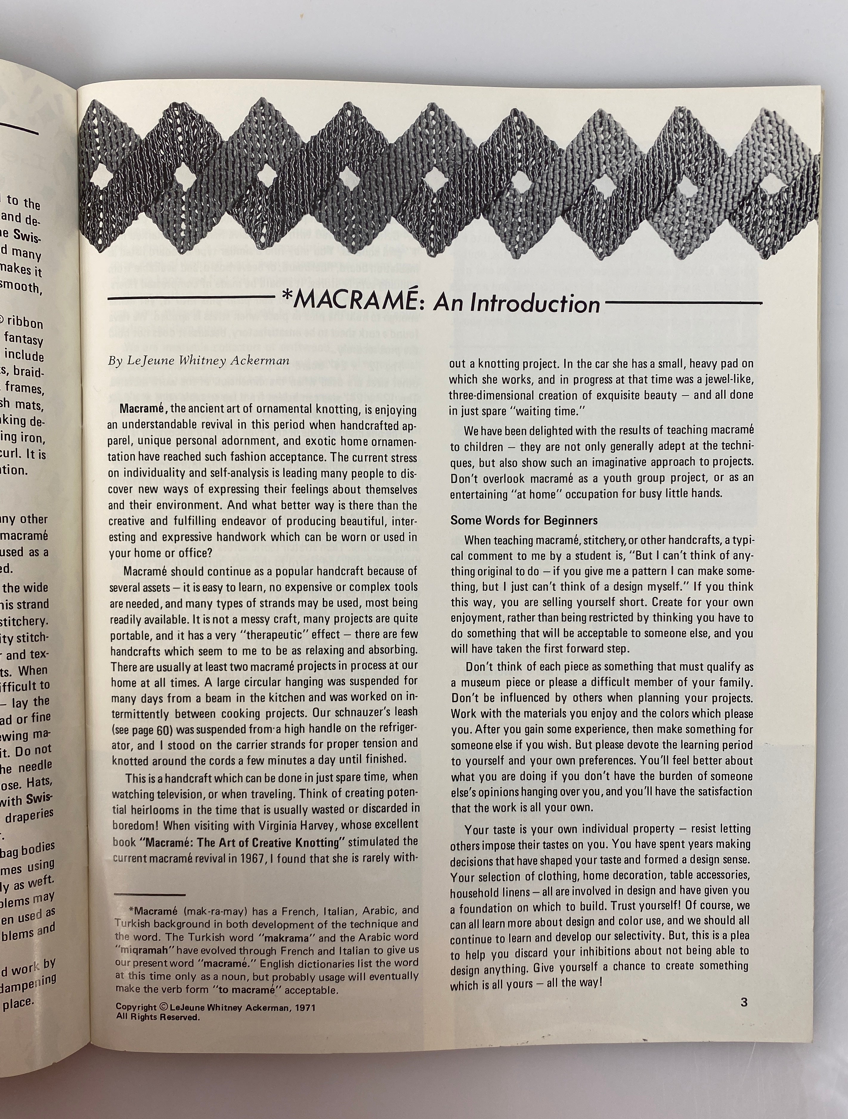 Lot of 3 Vintage Macrame Books by Harvey/Phillips/Ackerman 1967-1971
