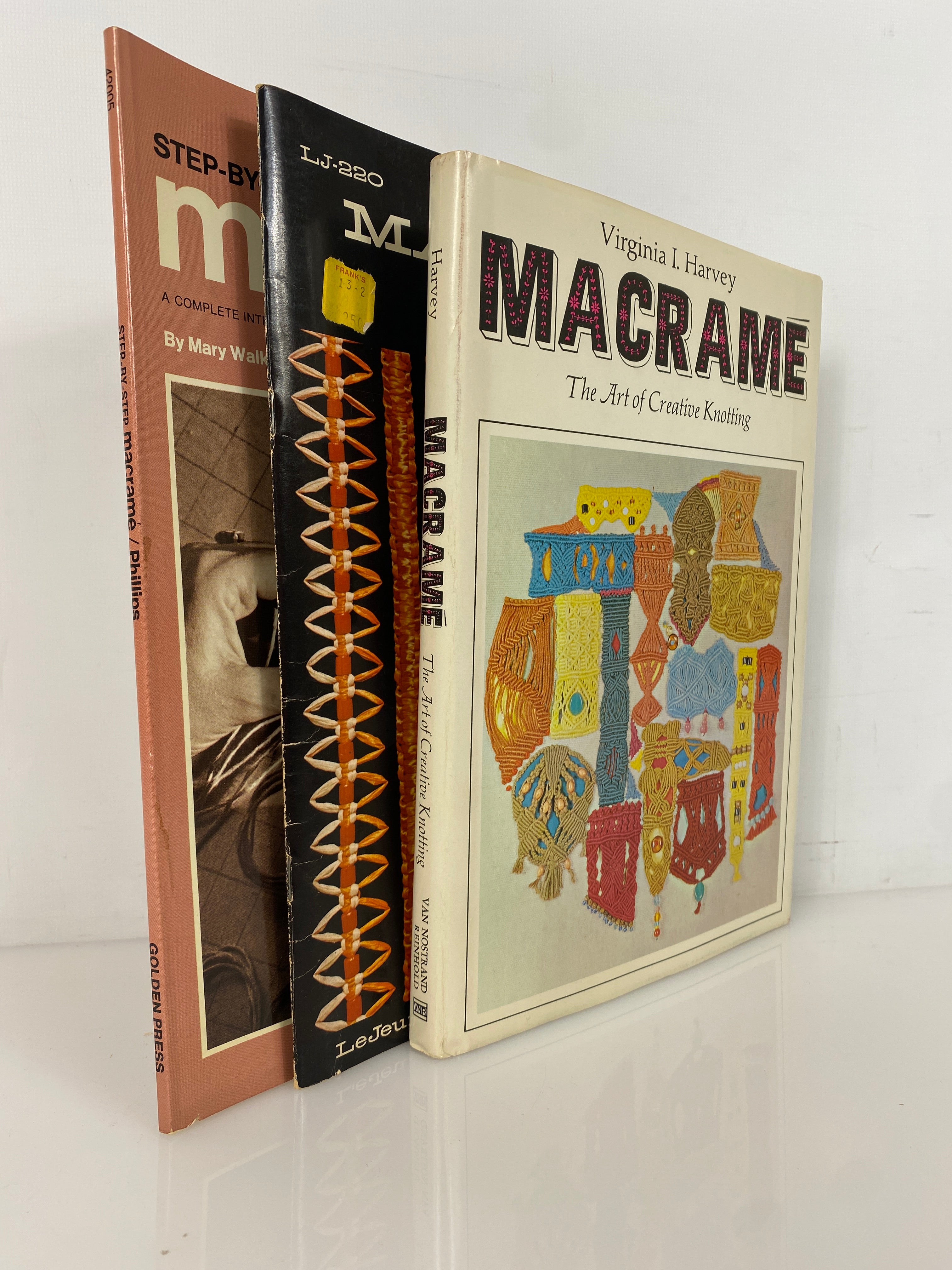 Lot of 3 Vintage Macrame Books by Harvey/Phillips/Ackerman 1967-1971
