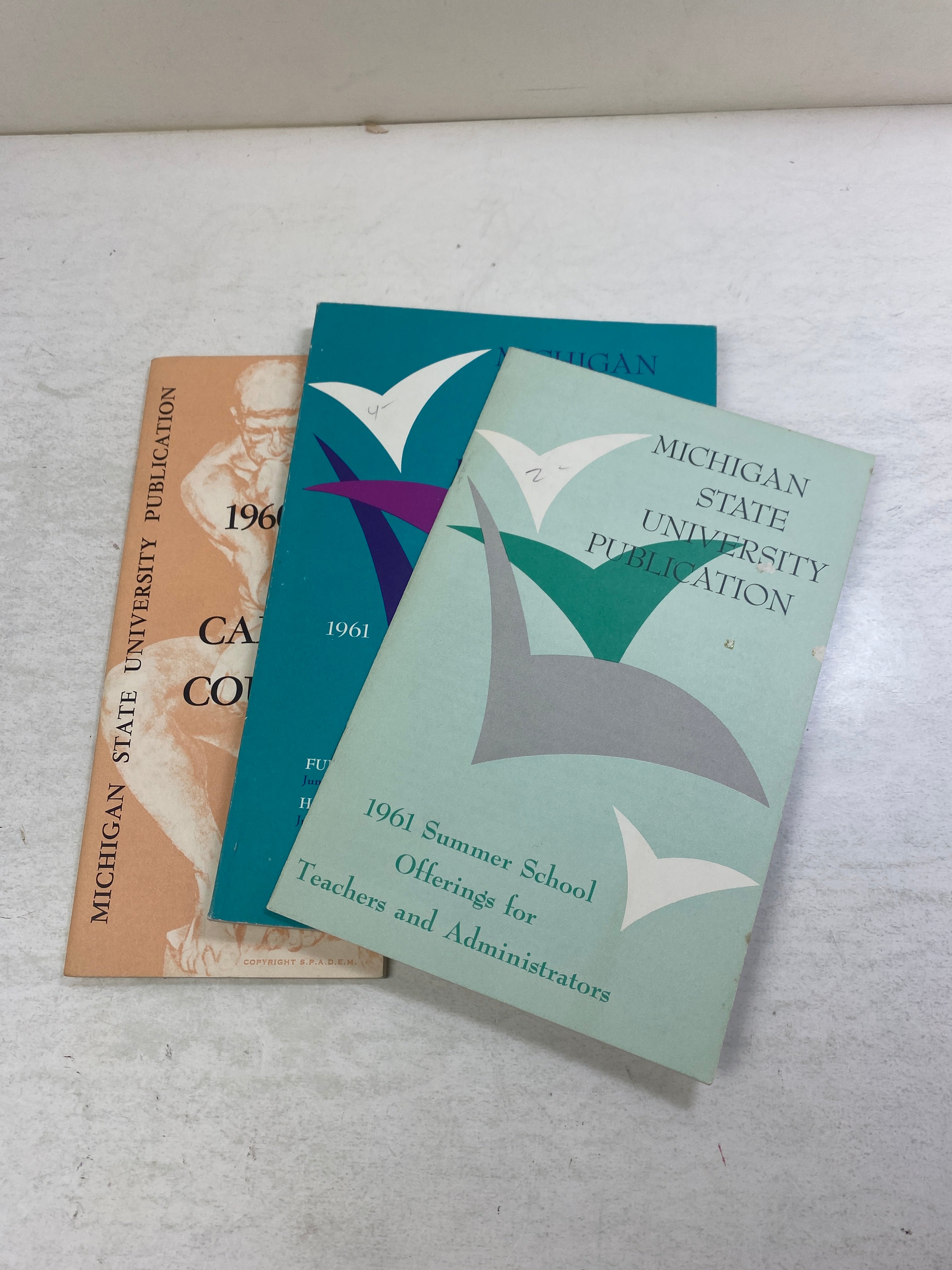 Lot of 3 Vintage Michigan State MSU Off Campus Course Catalogs 1961