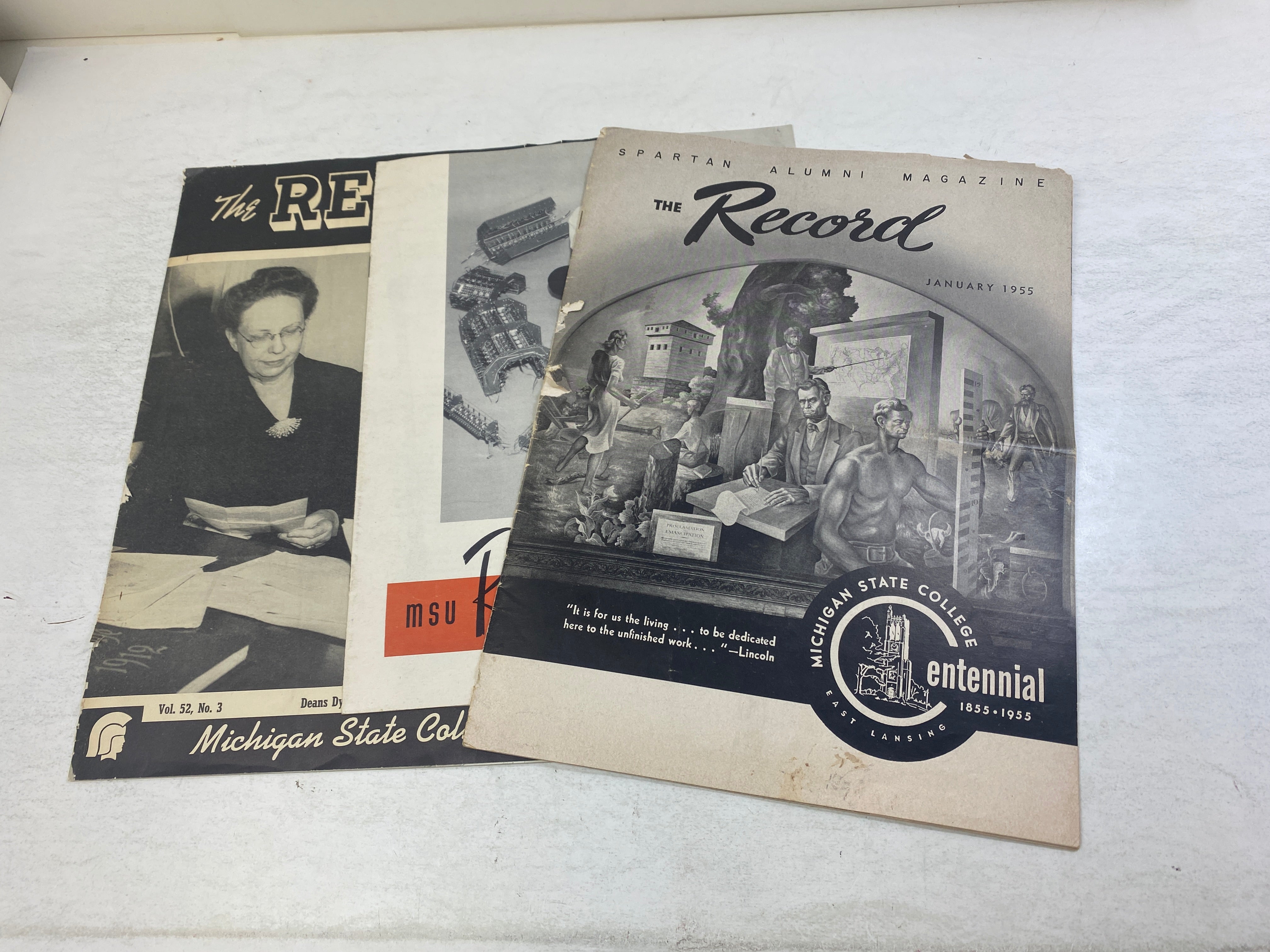 Lot of 3 Vintage MSU Record/Reporter Magazines 1947-1955