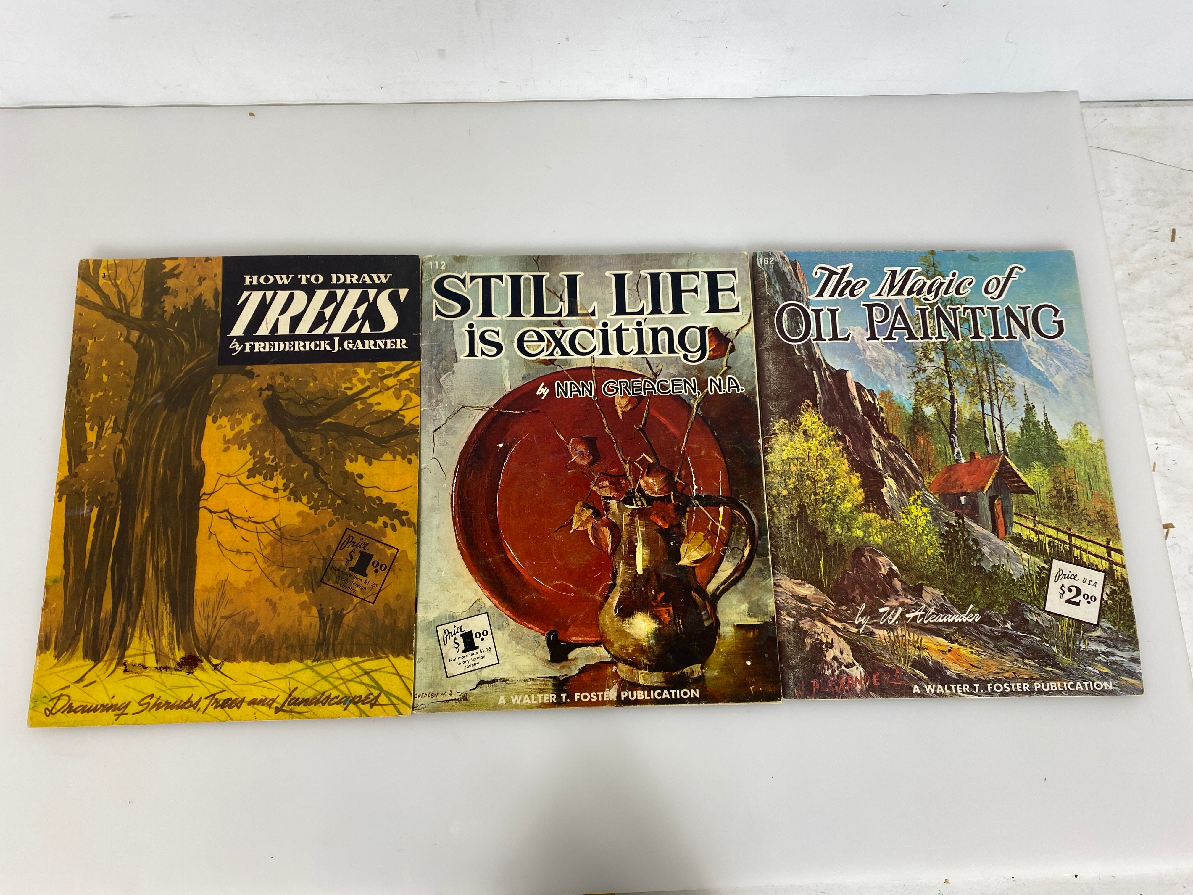 Lot of 3 Vintage Walter T. Foster: How to Draw Trees/Still Life/Oil Painting SC