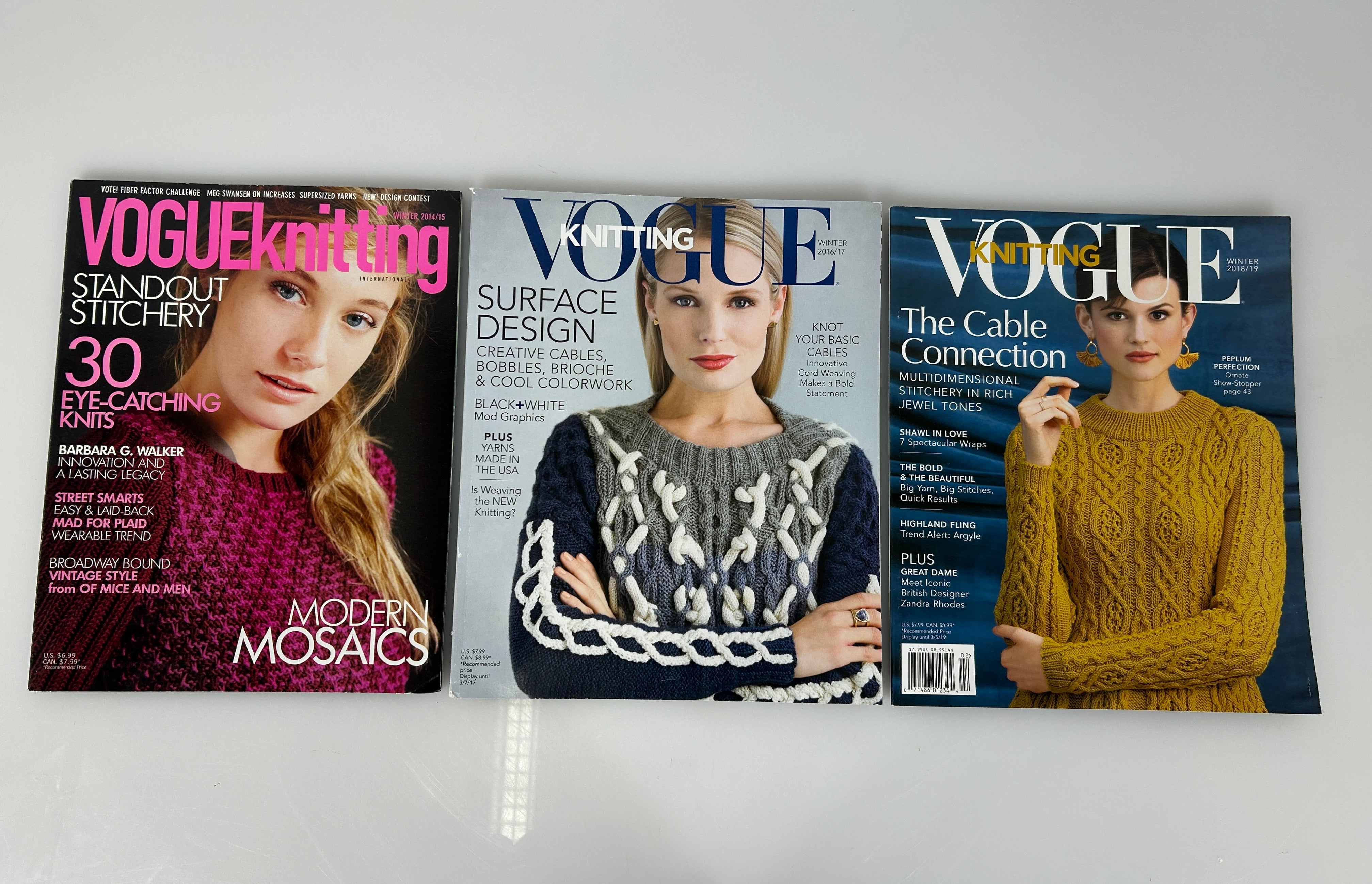 Lot of 3 Vogue Knitting Magazines Winter Issues 14/15, 16/17, 18/19