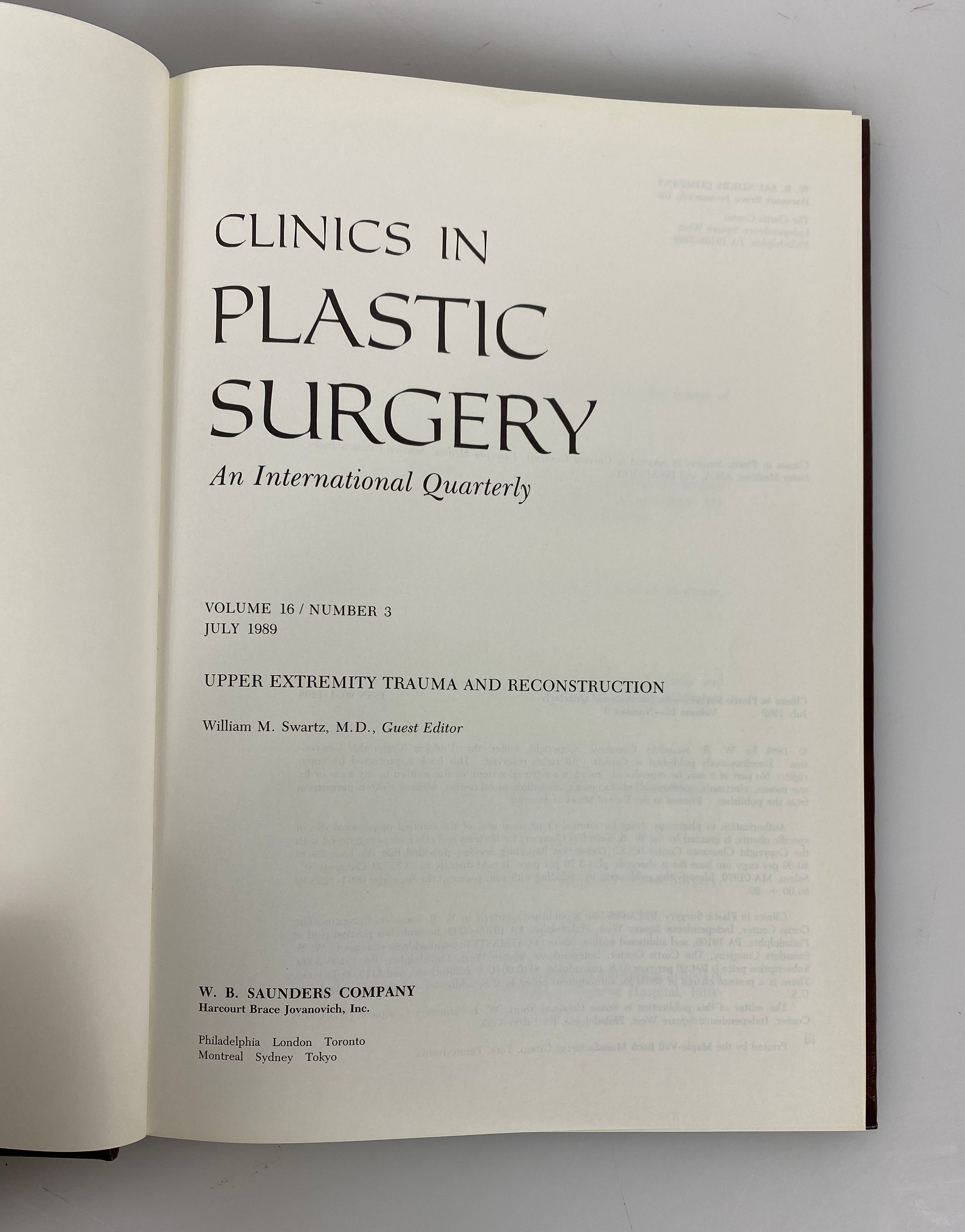 Lot of 31: Clinics in Plastic Surgery 1983-1995 W.B. Saunders Co. HC