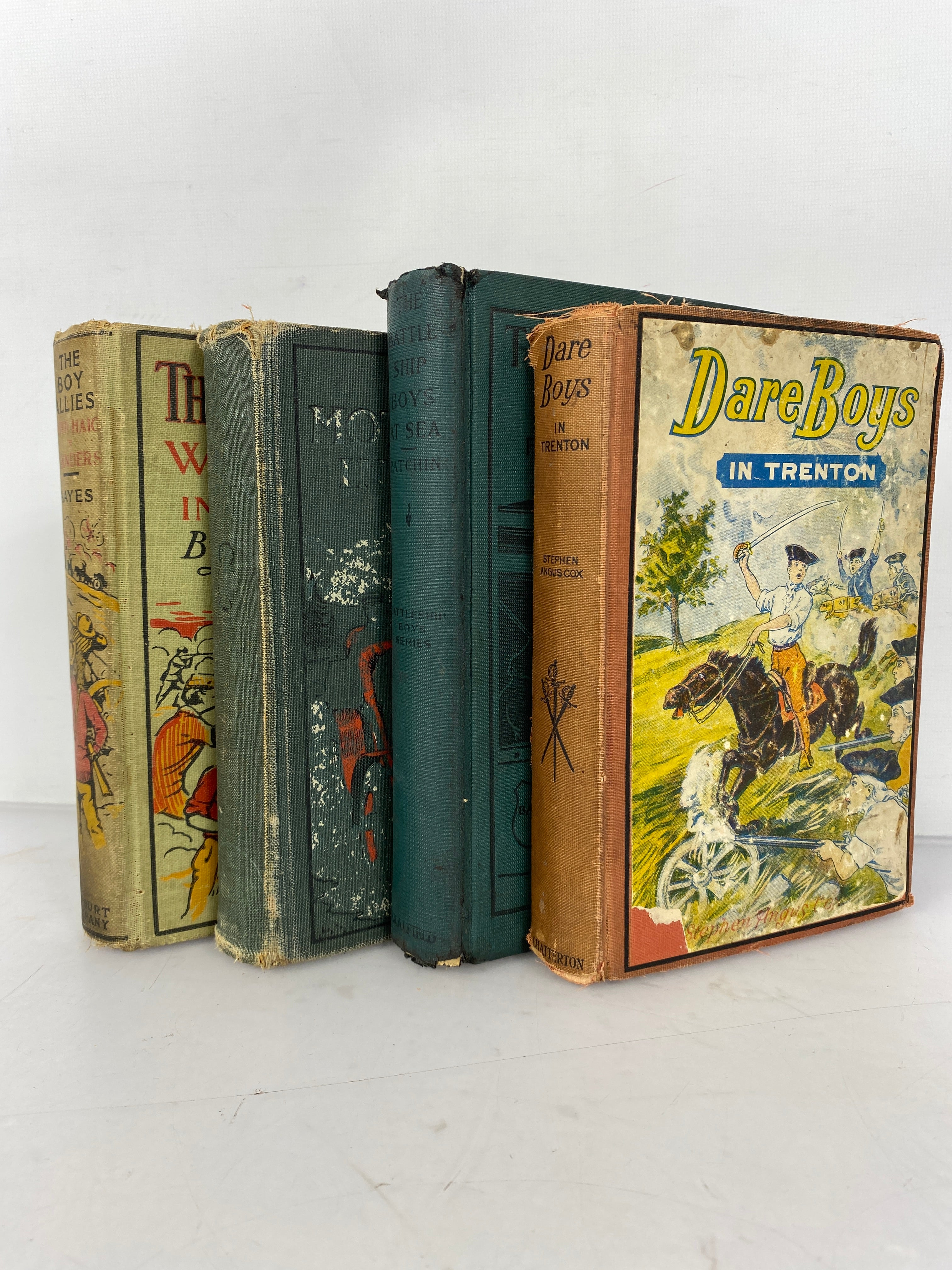 Lot of 4 Antique Adventure Books for Boys incl Dare Boys/Battleship Boys HC