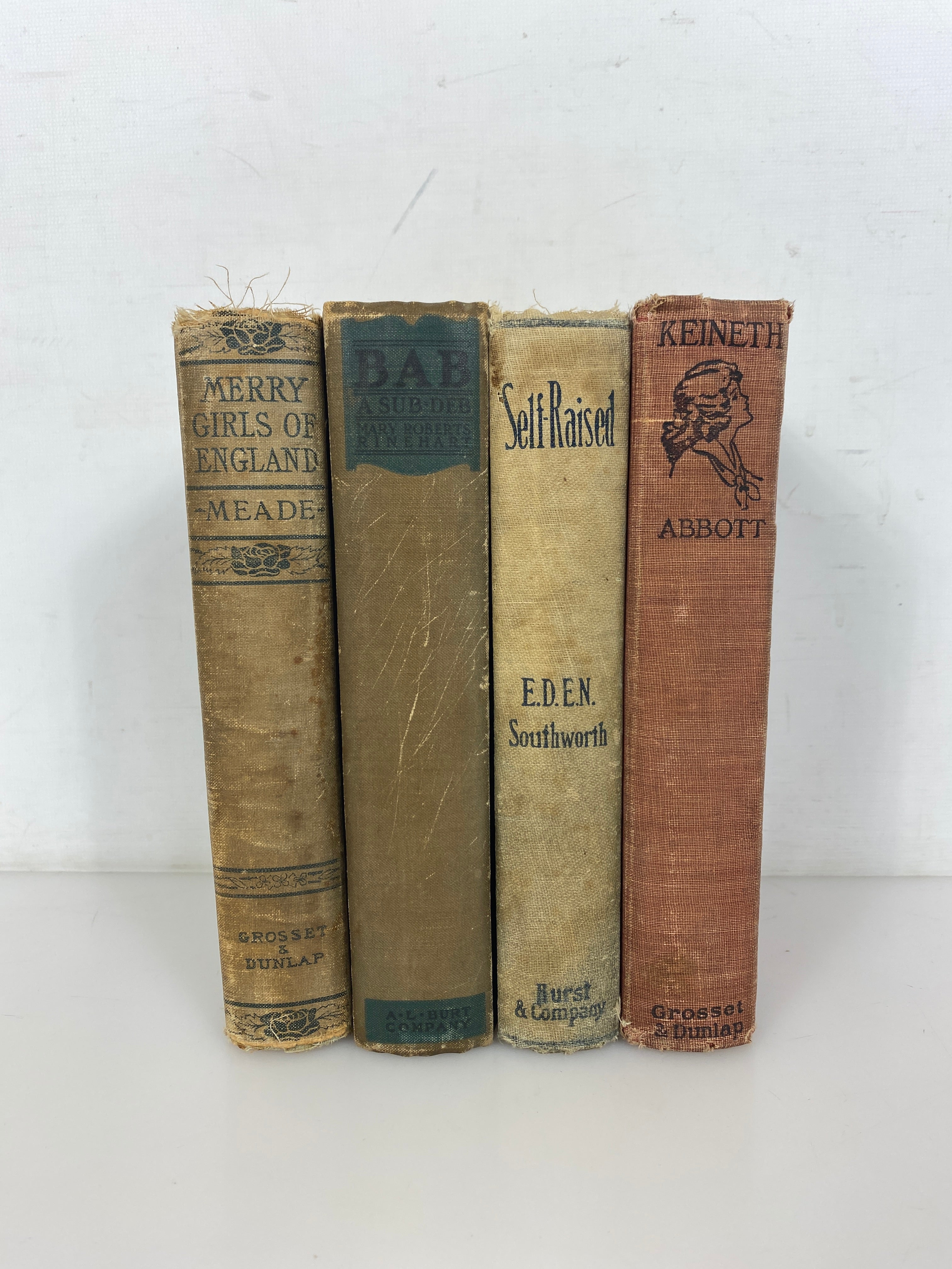 Lot of 4 Antique Fiction incl Keineth/Self-Raised/Merry Girls of England HC