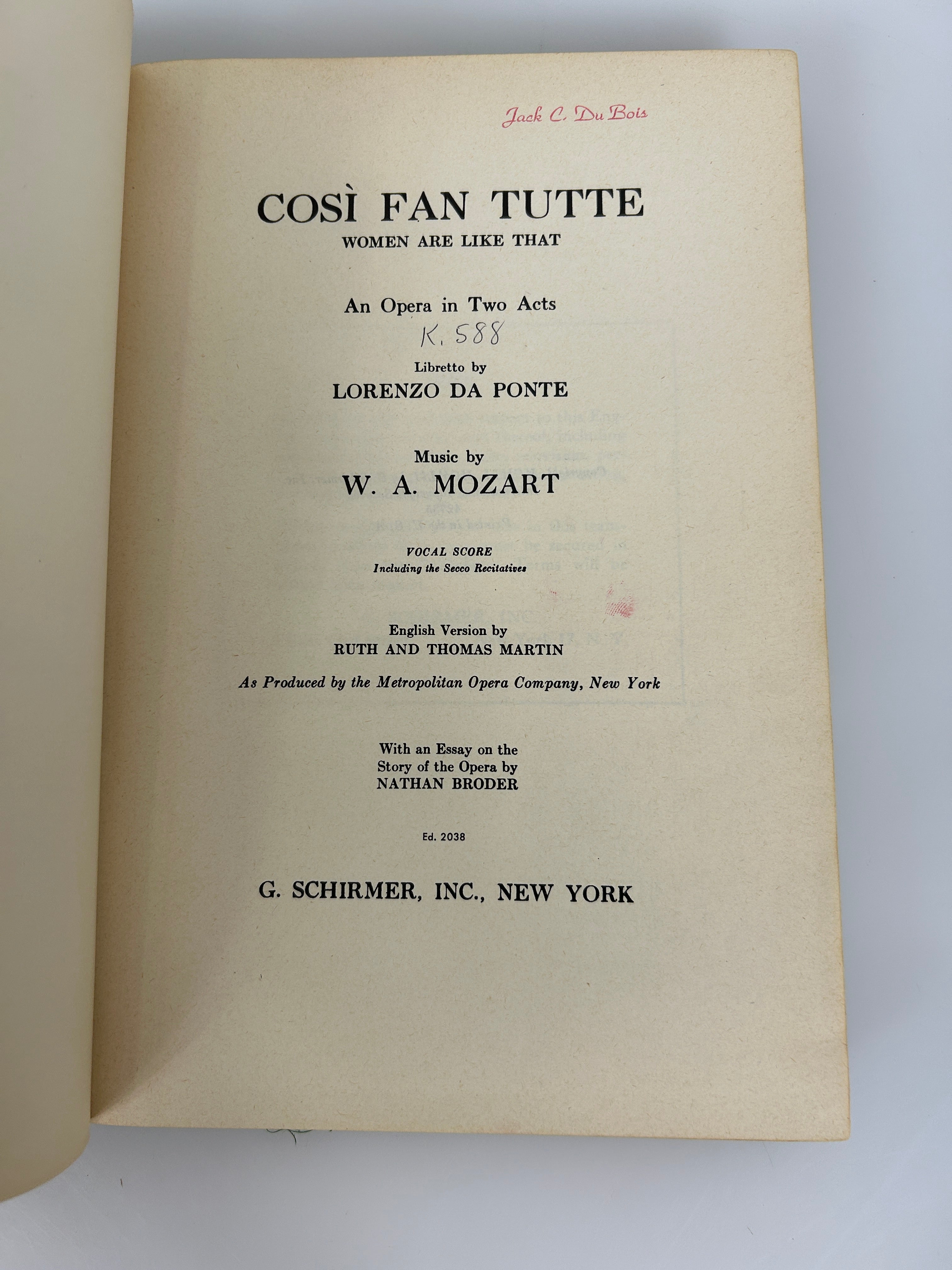 Lot of 4 Bilingual Opera Scores Published by Schirmer HC