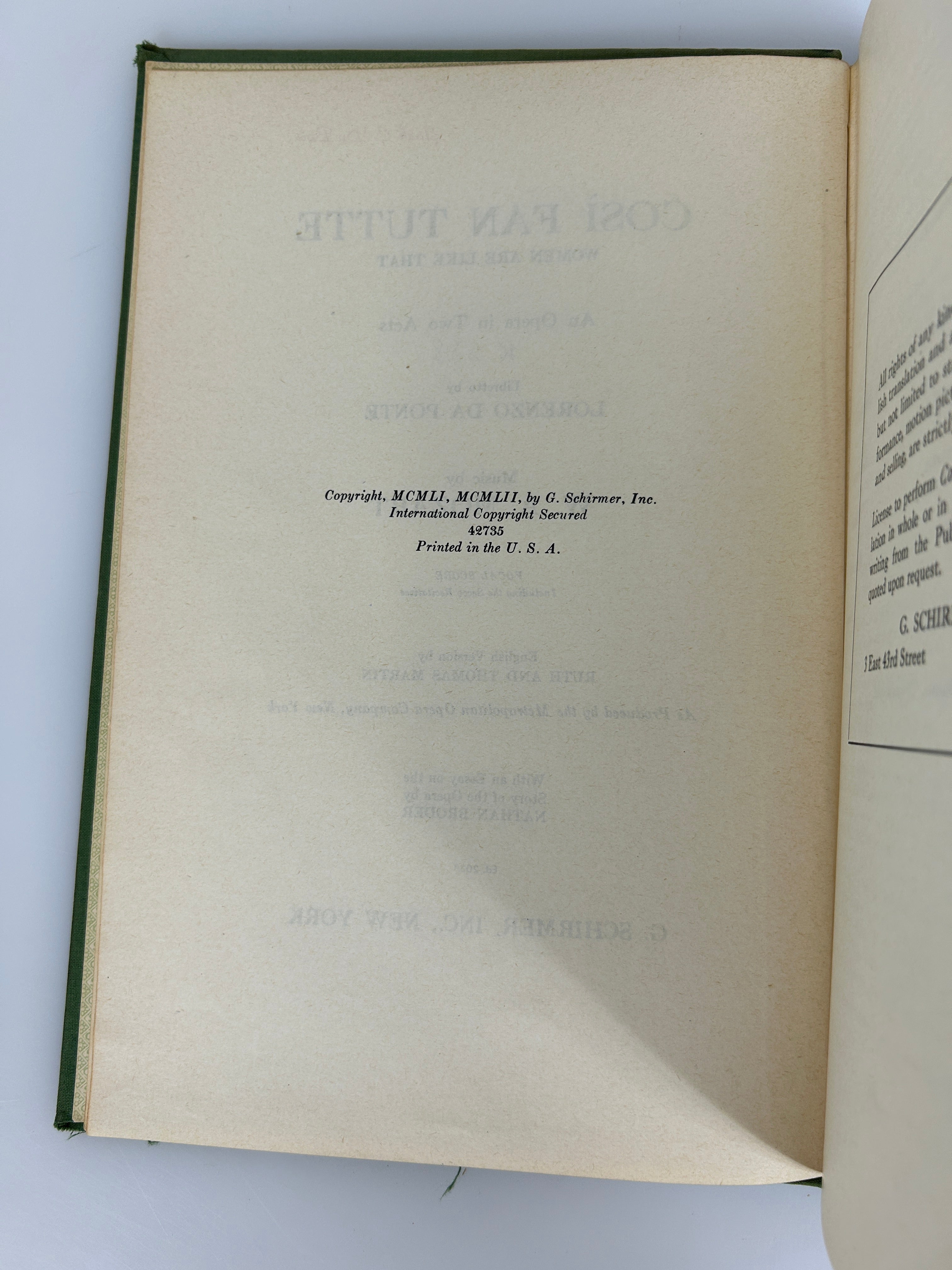 Lot of 4 Bilingual Opera Scores Published by Schirmer HC