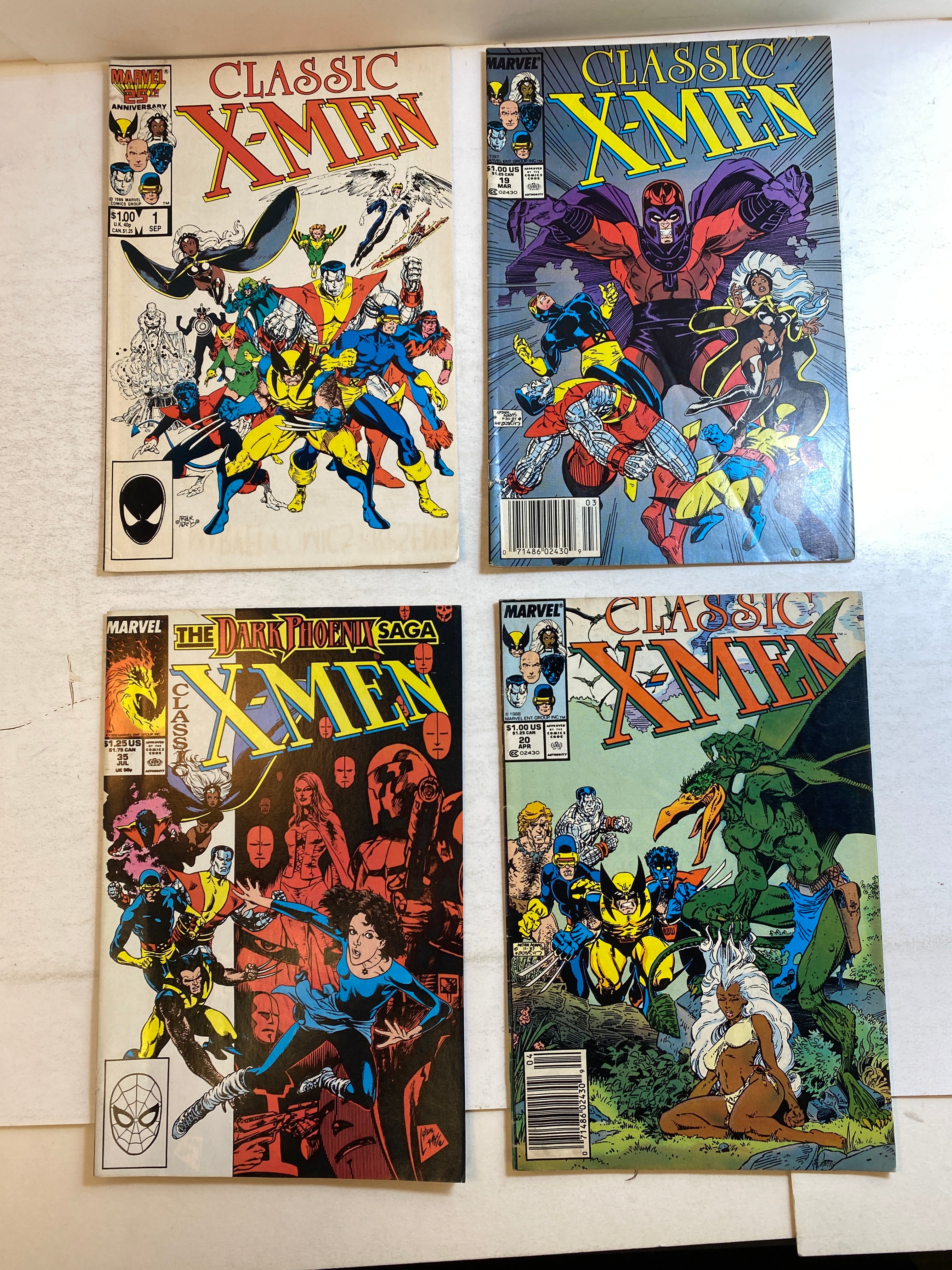 Lot of 4 Classic X-Men Marvel Comics 1986-1989