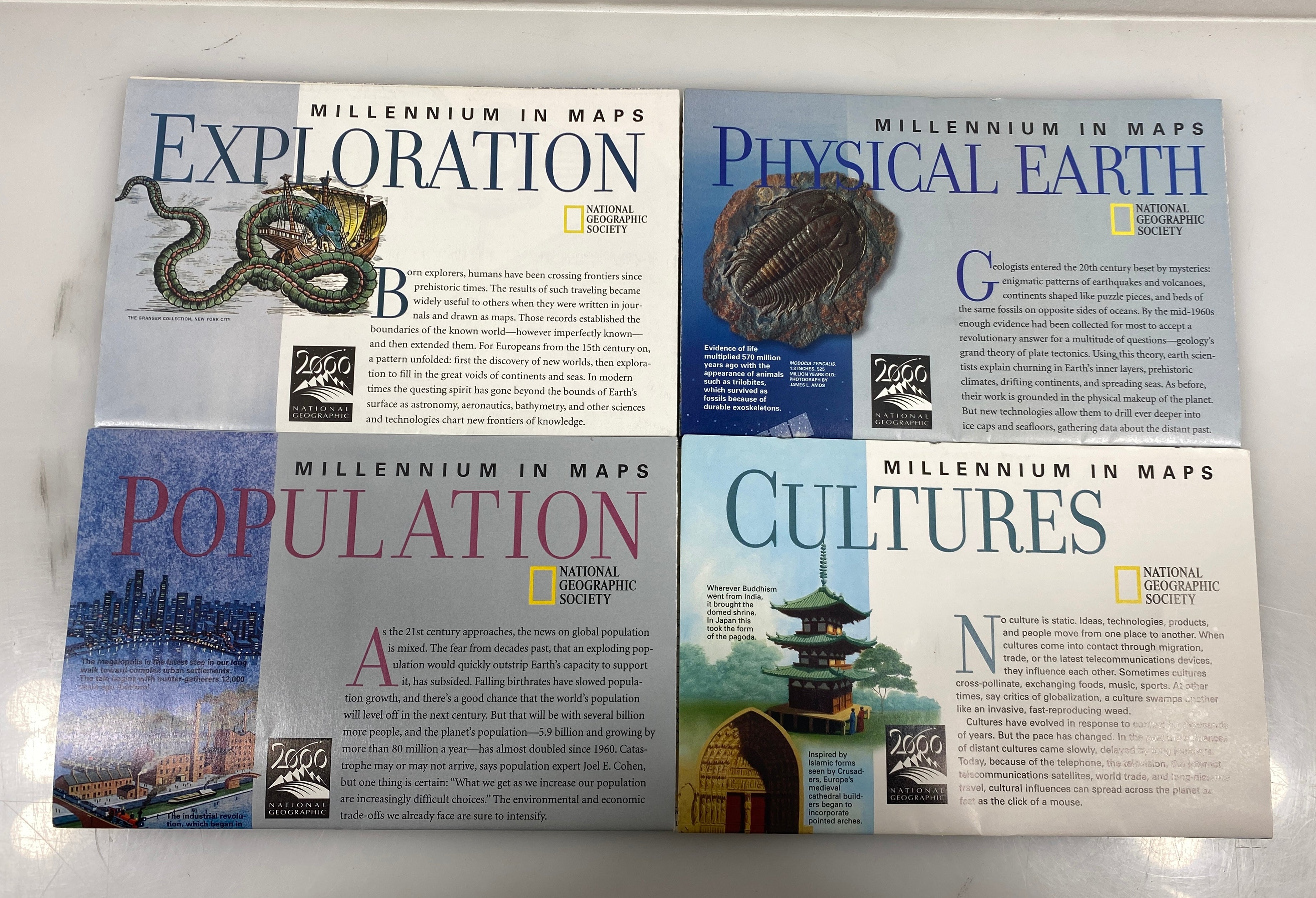 Lot of 4 Double Sided Nat Geo Millennium in Maps 1998-1999