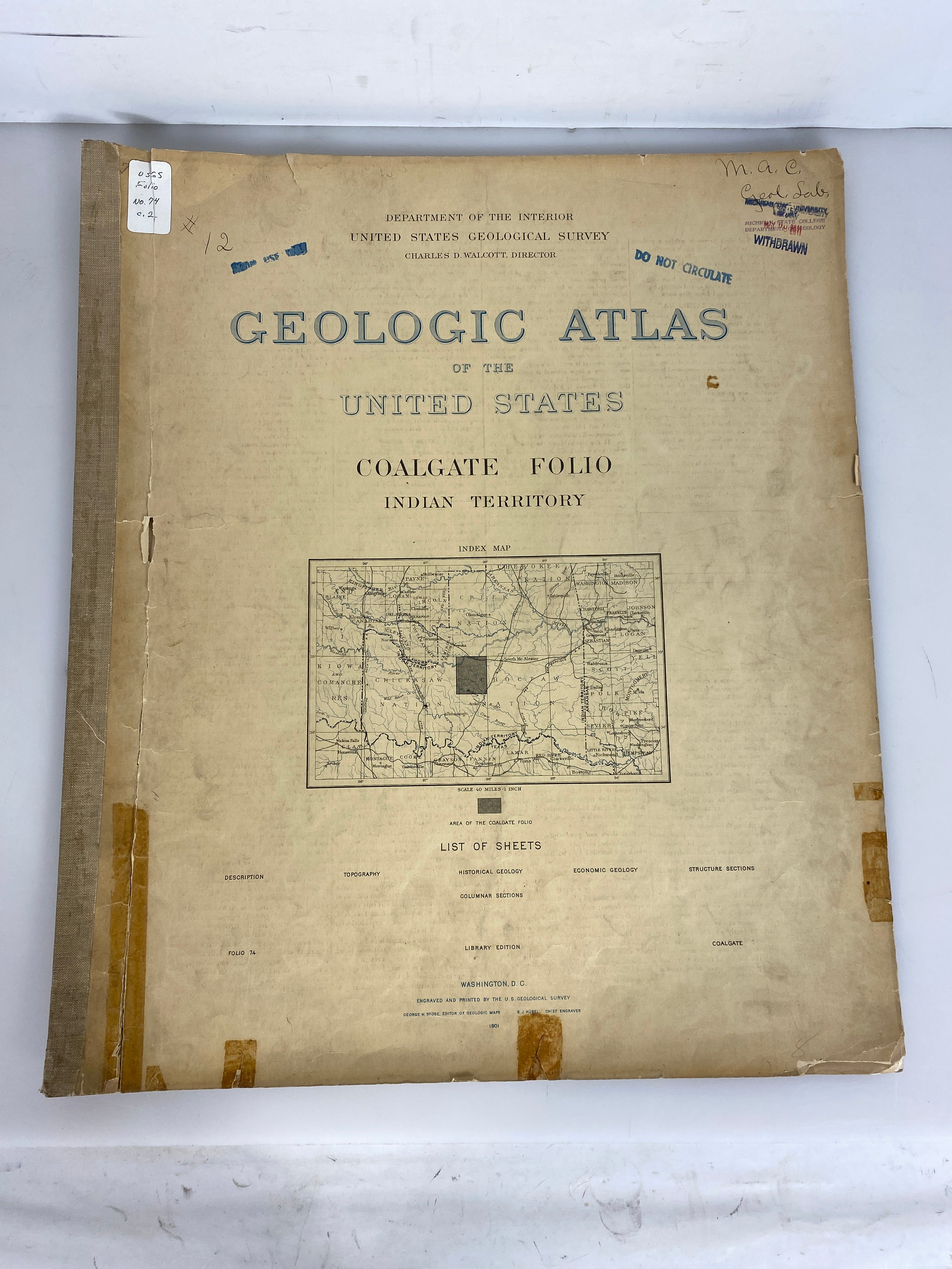 Lot of 4 Geological Atlas of the U.S. Ex-Library 1901-1916 SC