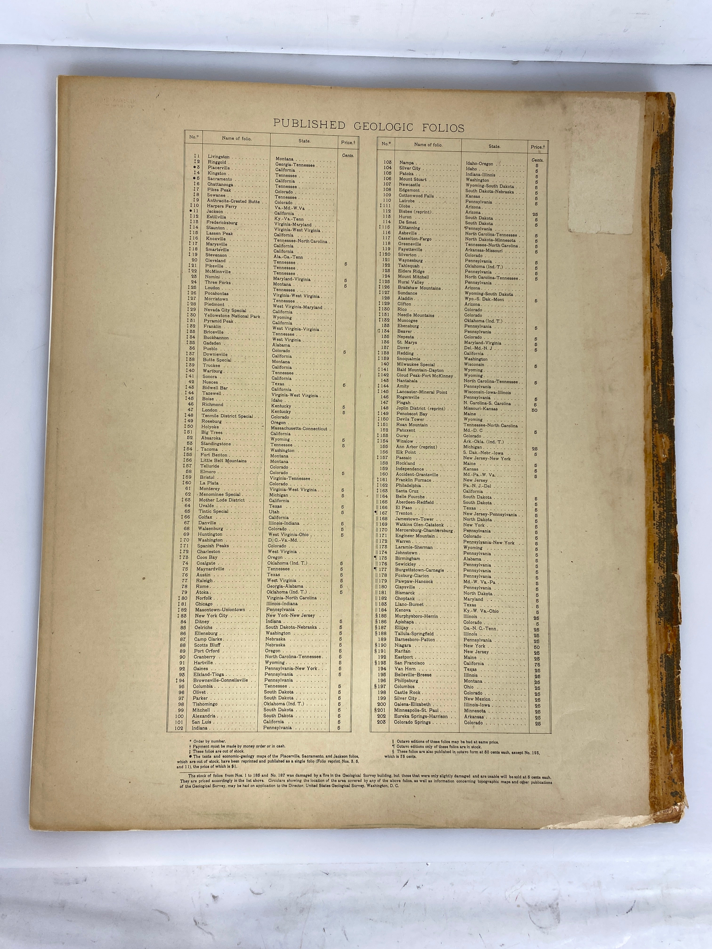 Lot of 4 Geological Atlas of the U.S. Ex-Library 1901-1916 SC