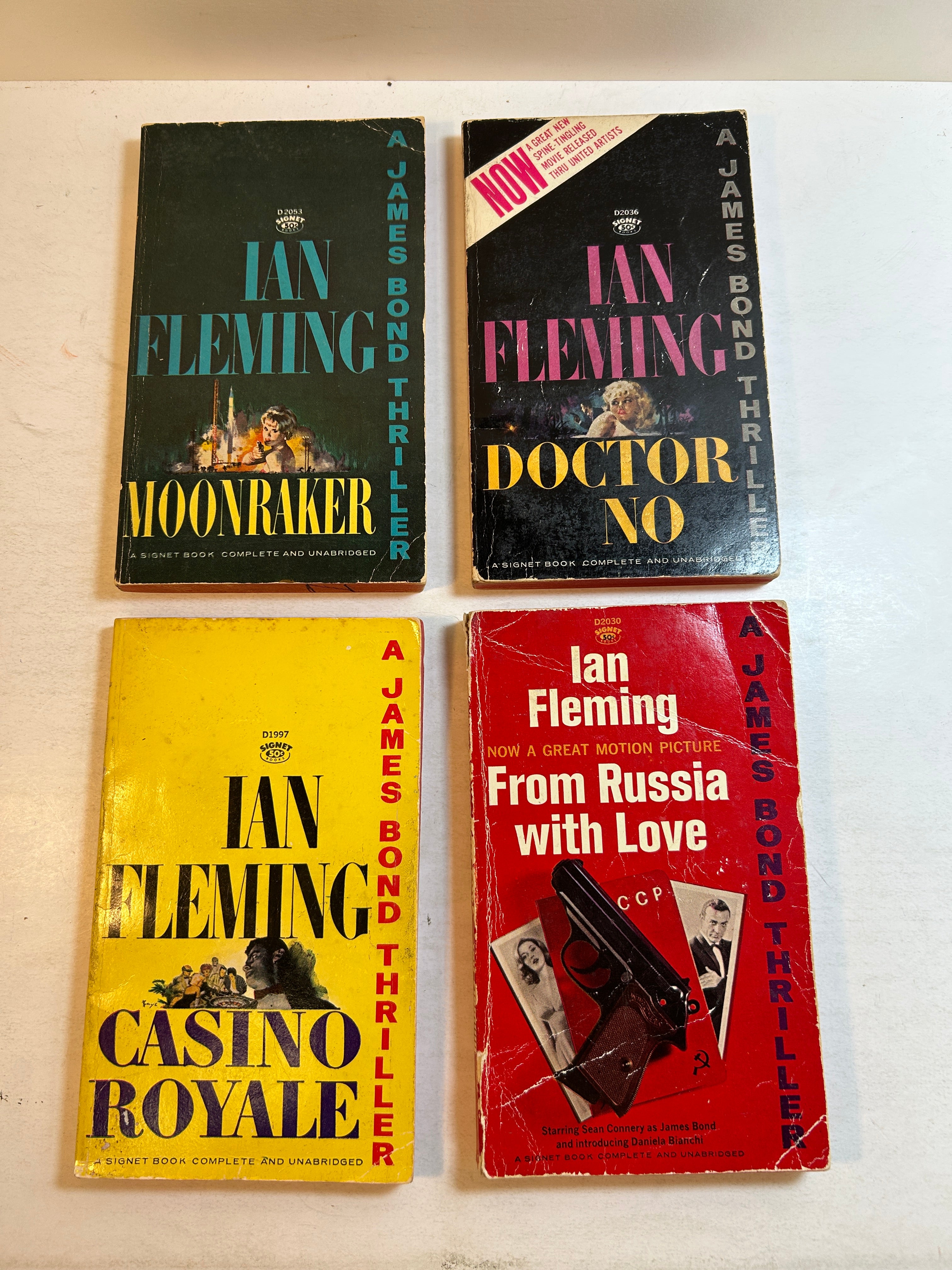 Lot of 4 James Bond Thrillers by Ian Fleming Signet 1958-SC