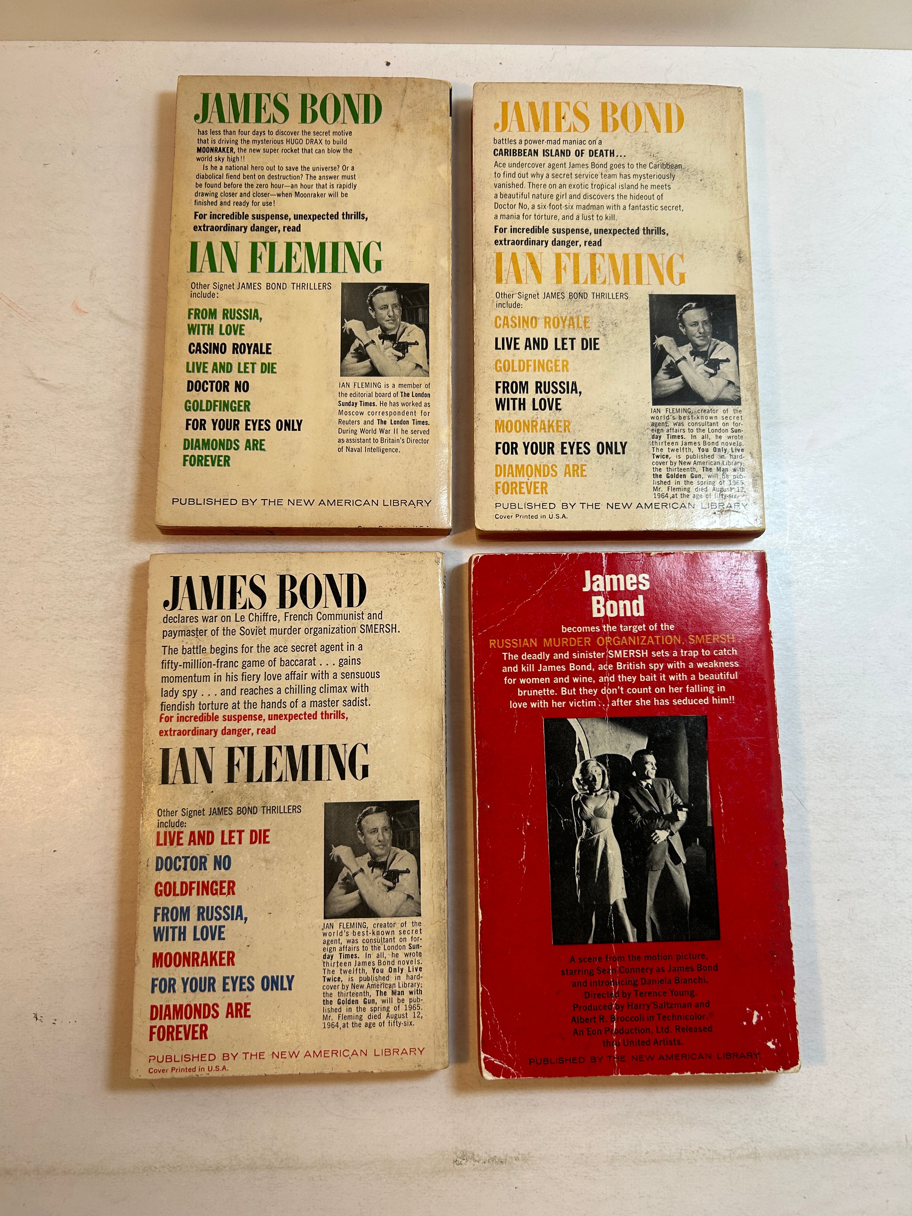 Lot of 4 James Bond Thrillers by Ian Fleming Signet 1958-SC