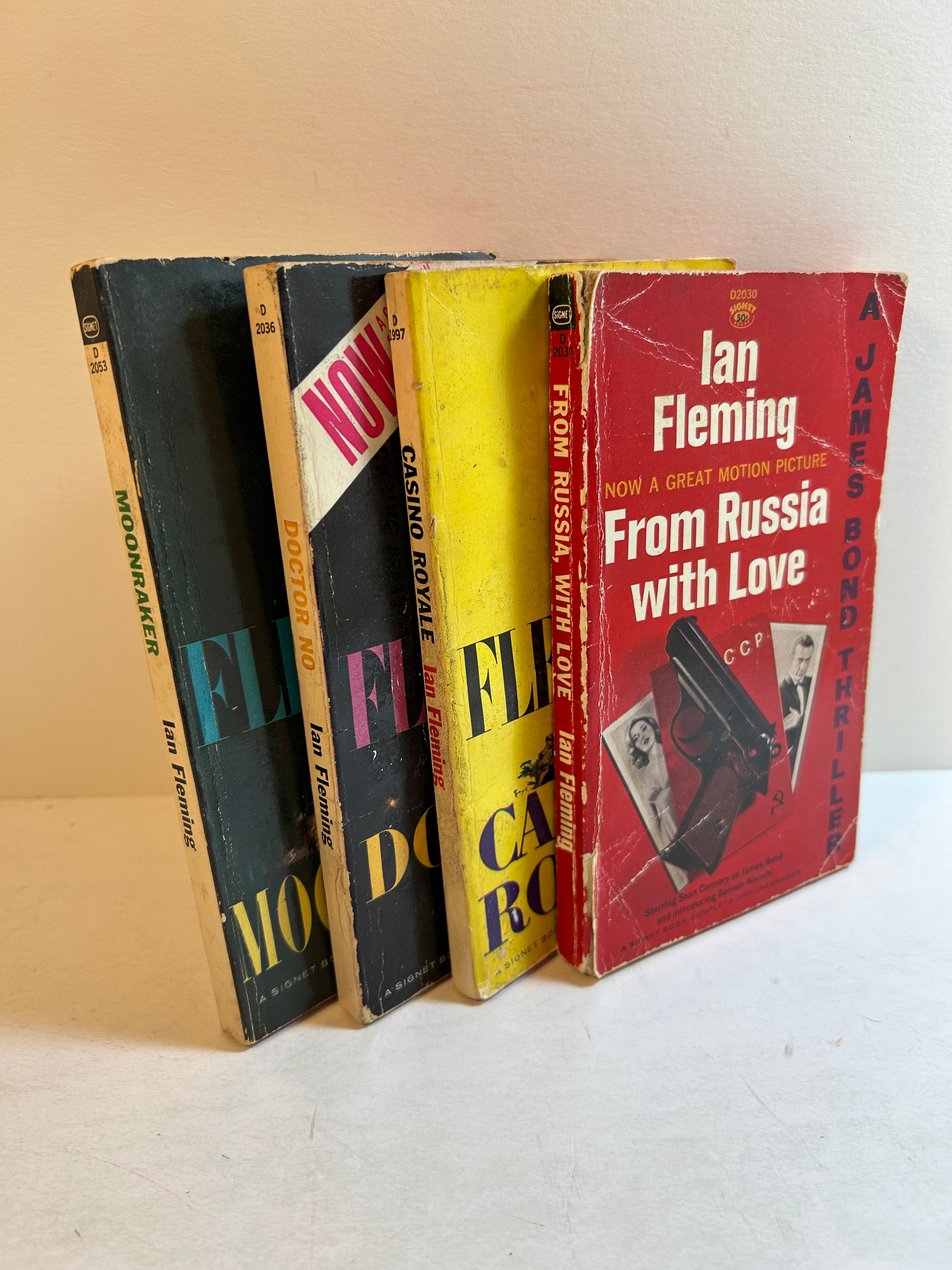 Lot of 4 James Bond Thrillers by Ian Fleming Signet 1958-SC