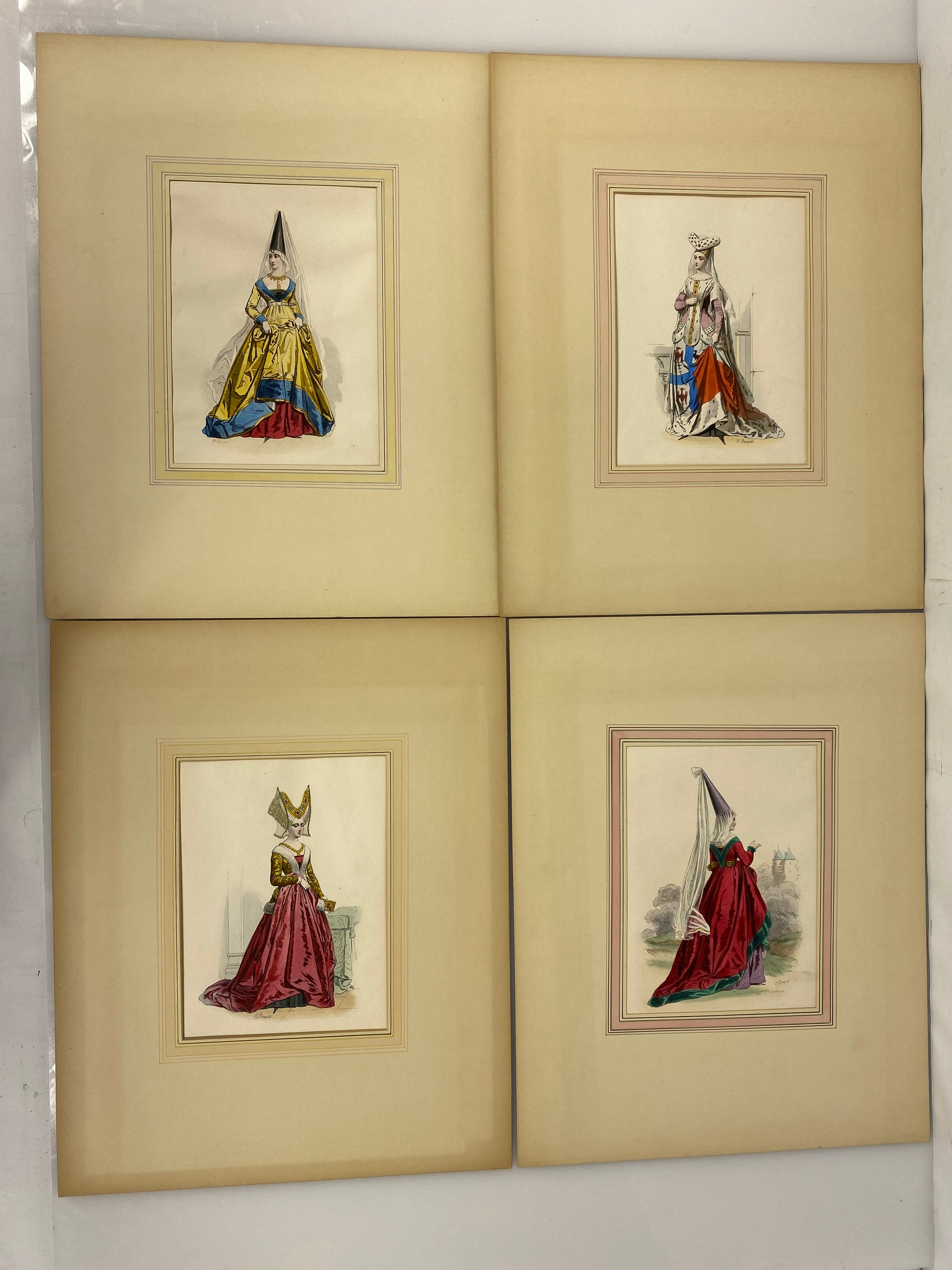 Lot of 4 Matted Fashion Plates Pauquet 1408-1460