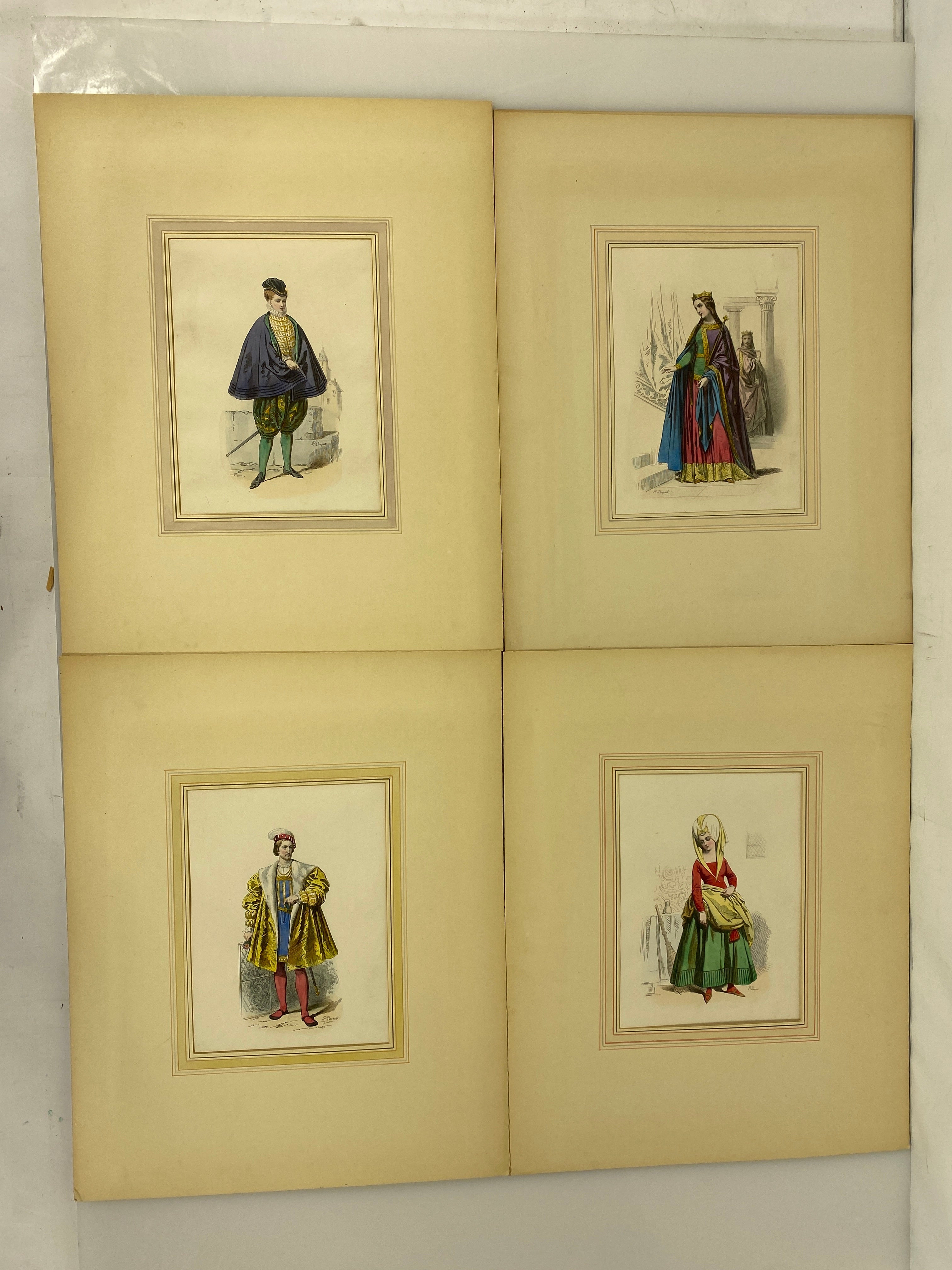 Lot of 4 Matted Fashion Plates Pauquet 1460-1572