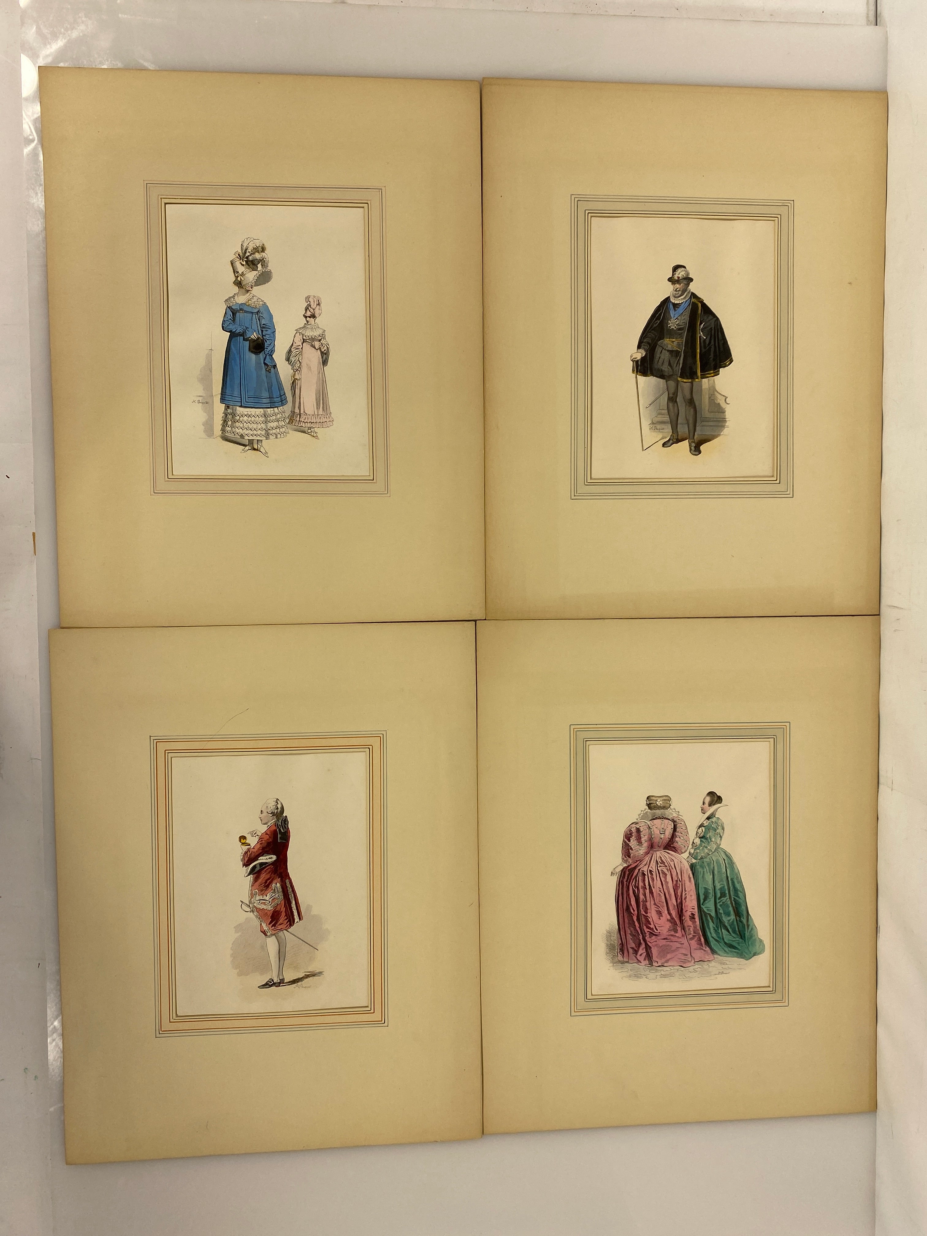 Lot of 4 Matted Fashion Plates Pauquet 1580-1813