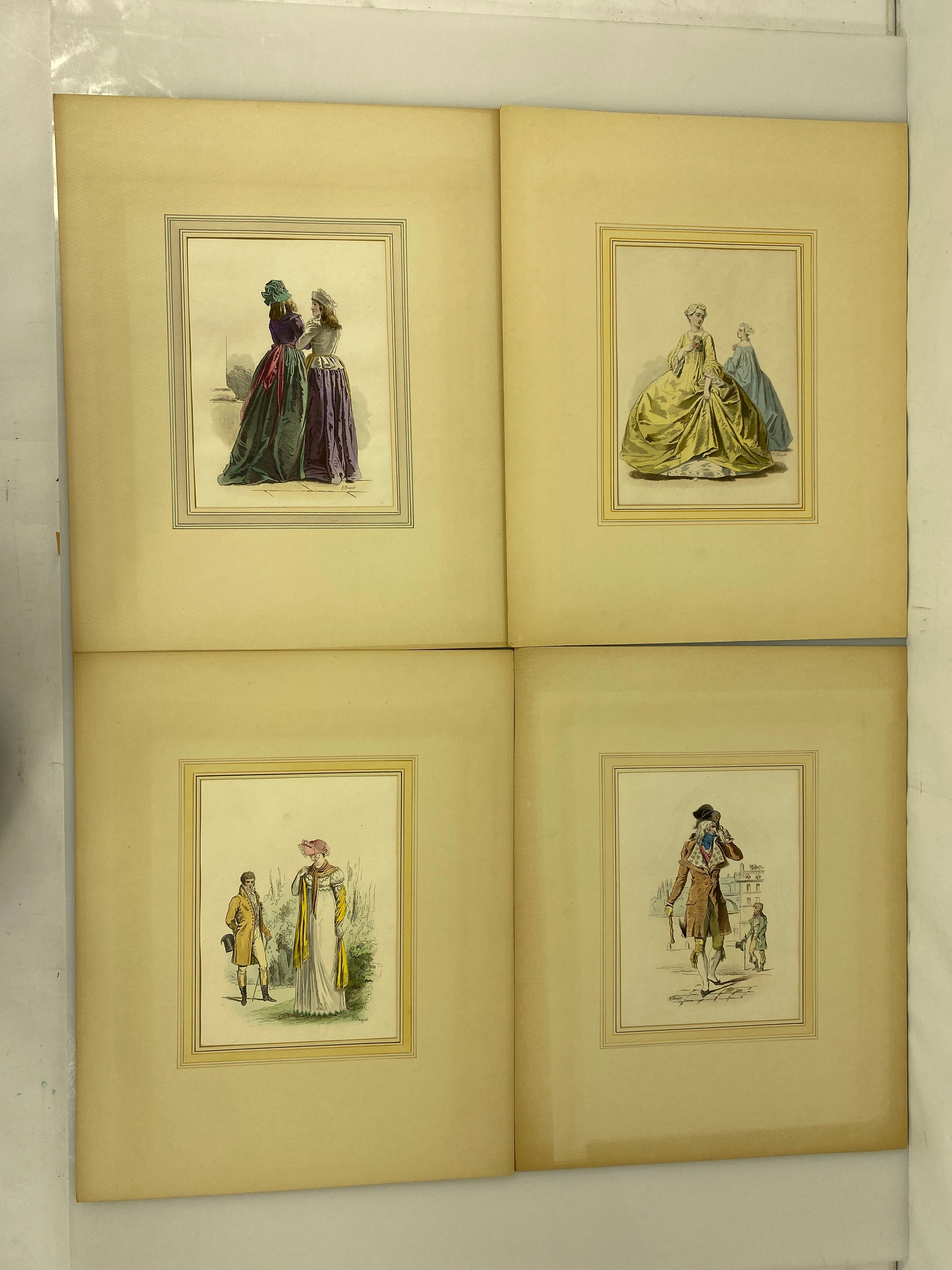 Lot of 4 Matted Fashion Plates Pauquet 1729-1803