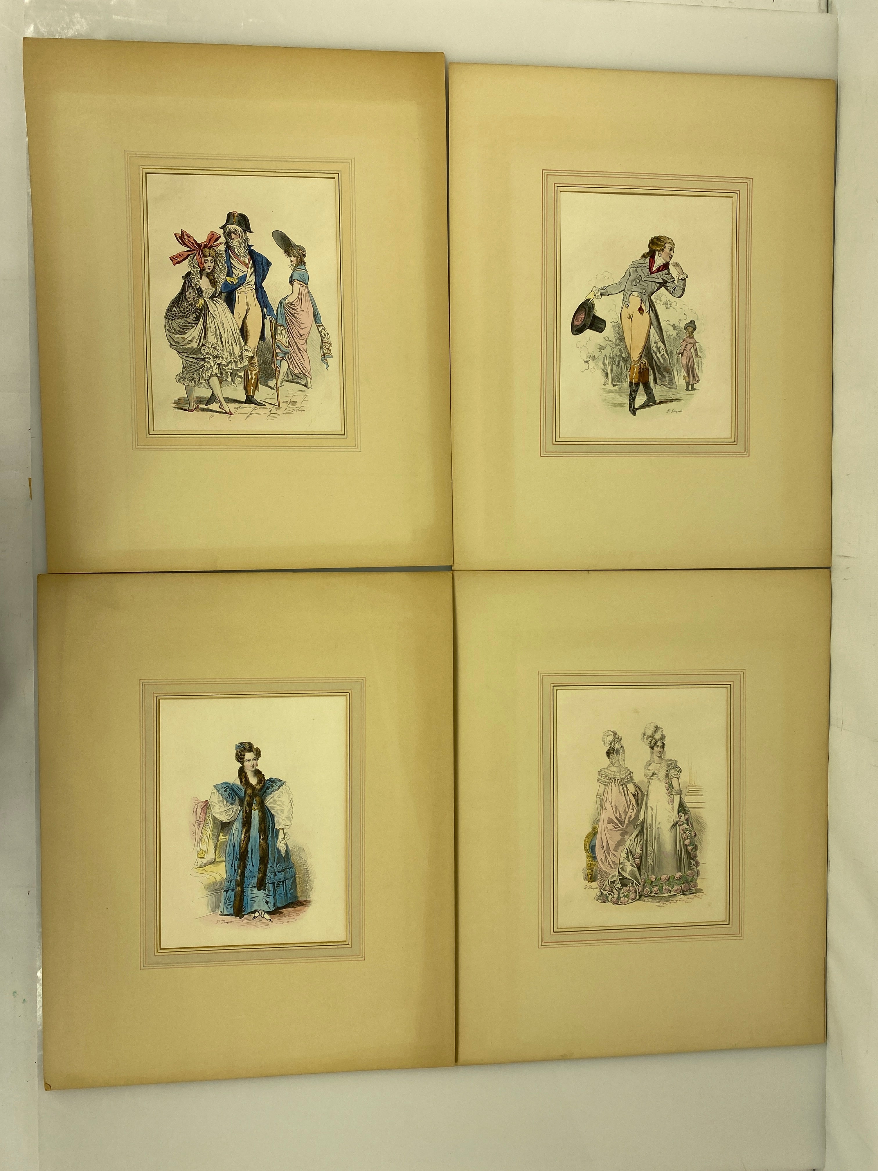 Lot of 4 Matted Fashion Plates Pauquet 1792-1825