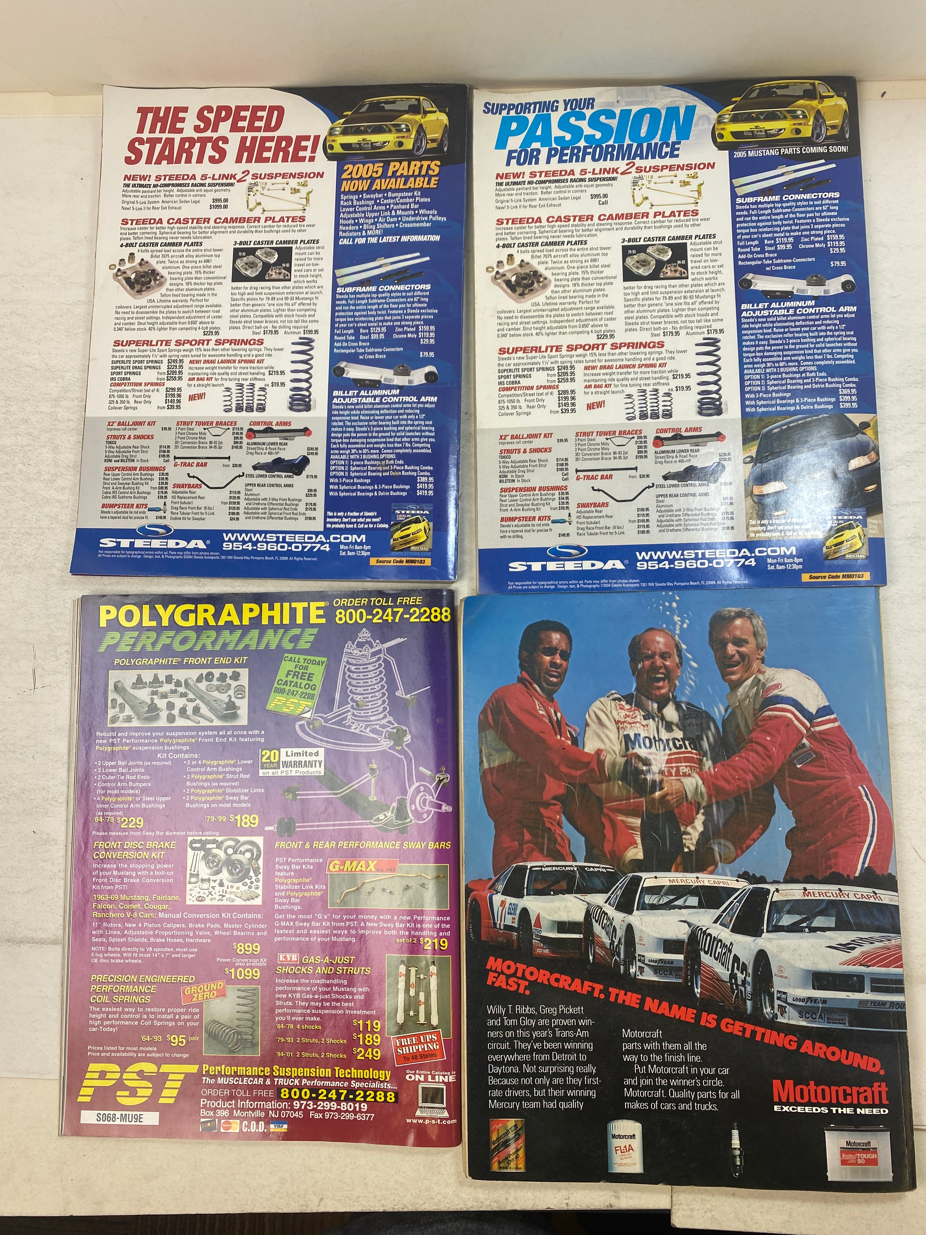 Lot of 4 Muscle Fast Ford Mustangs Magazines 1985-2004