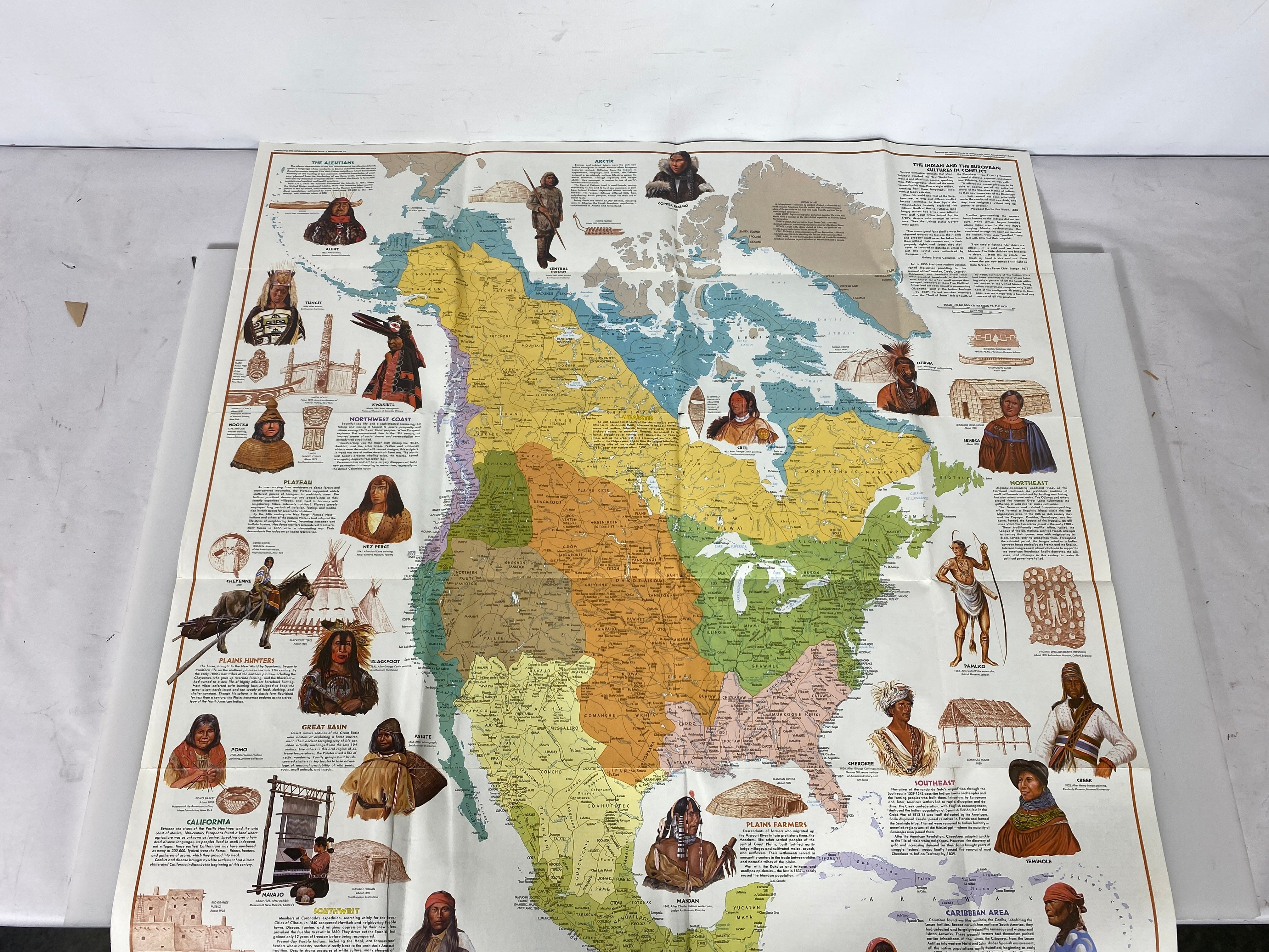 Lot of 4 Nat Geo: Indigenous Peoples Posters/Maps 1972-2000