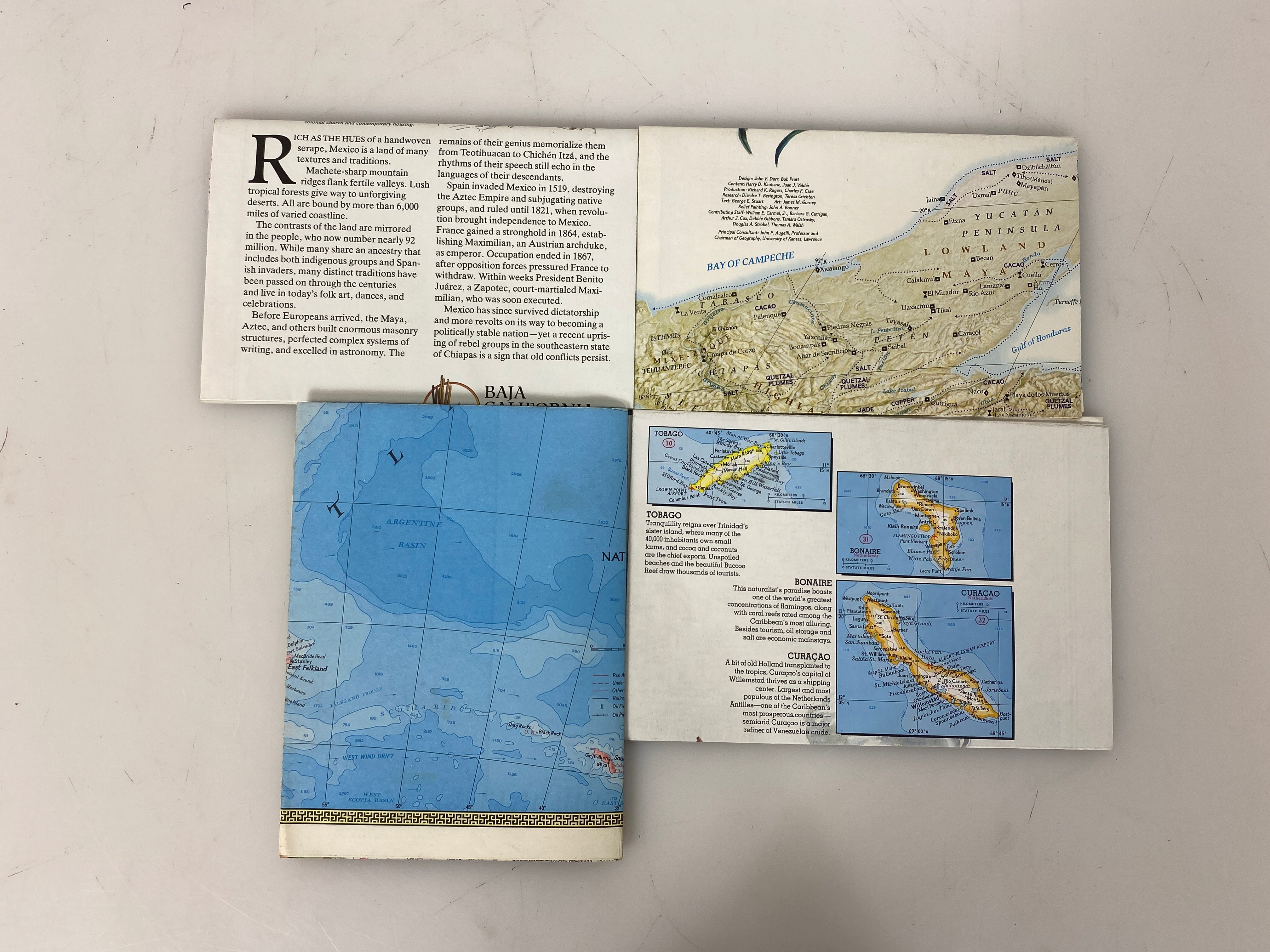 Lot of 4 Nat Geo Maps: West Indies/Central/South American/Mexico 1986-1994