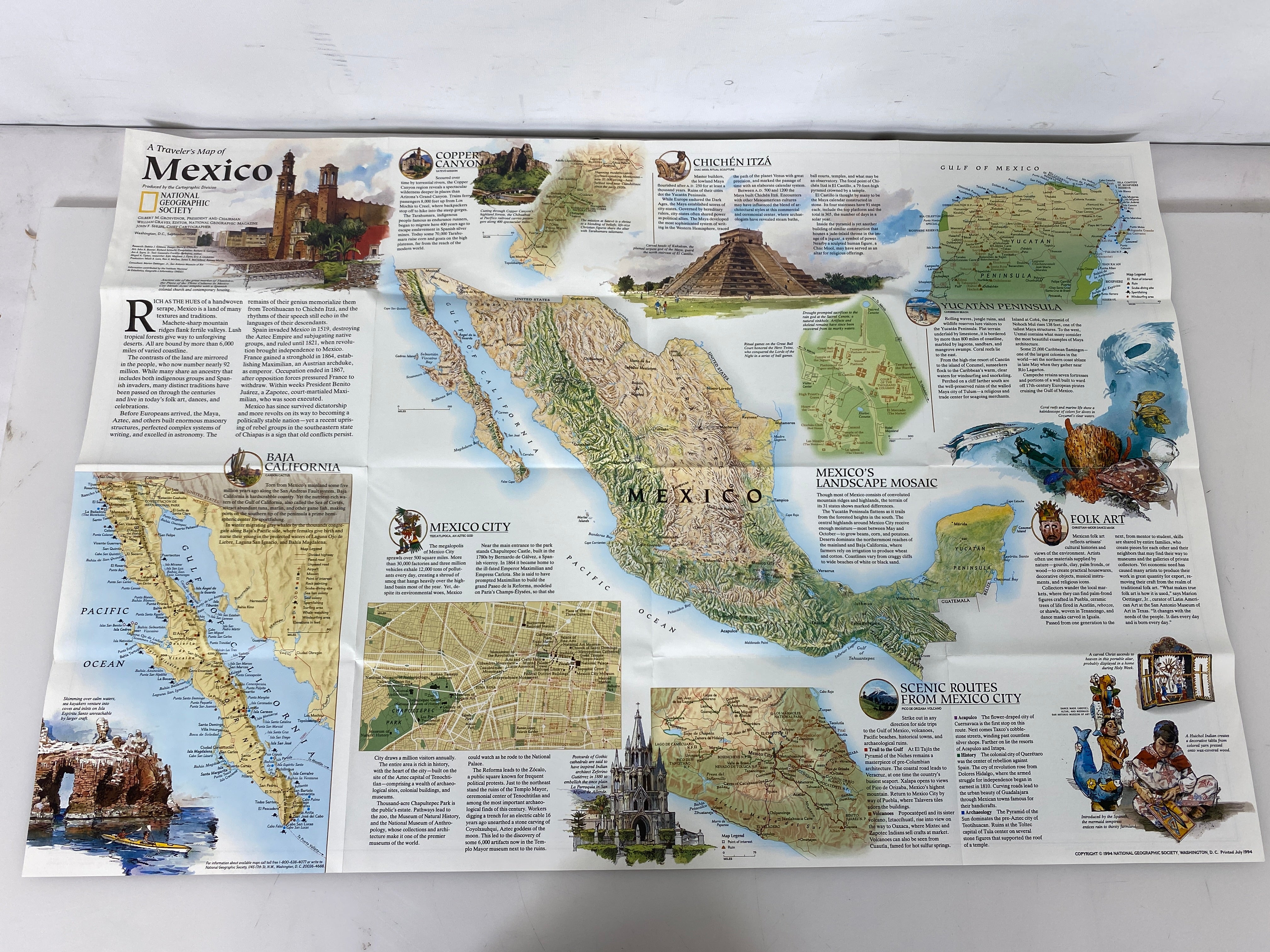 Lot of 4 Nat Geo Posters Traveler's Map Maya/Australia/Mexico/Alps 1985-94