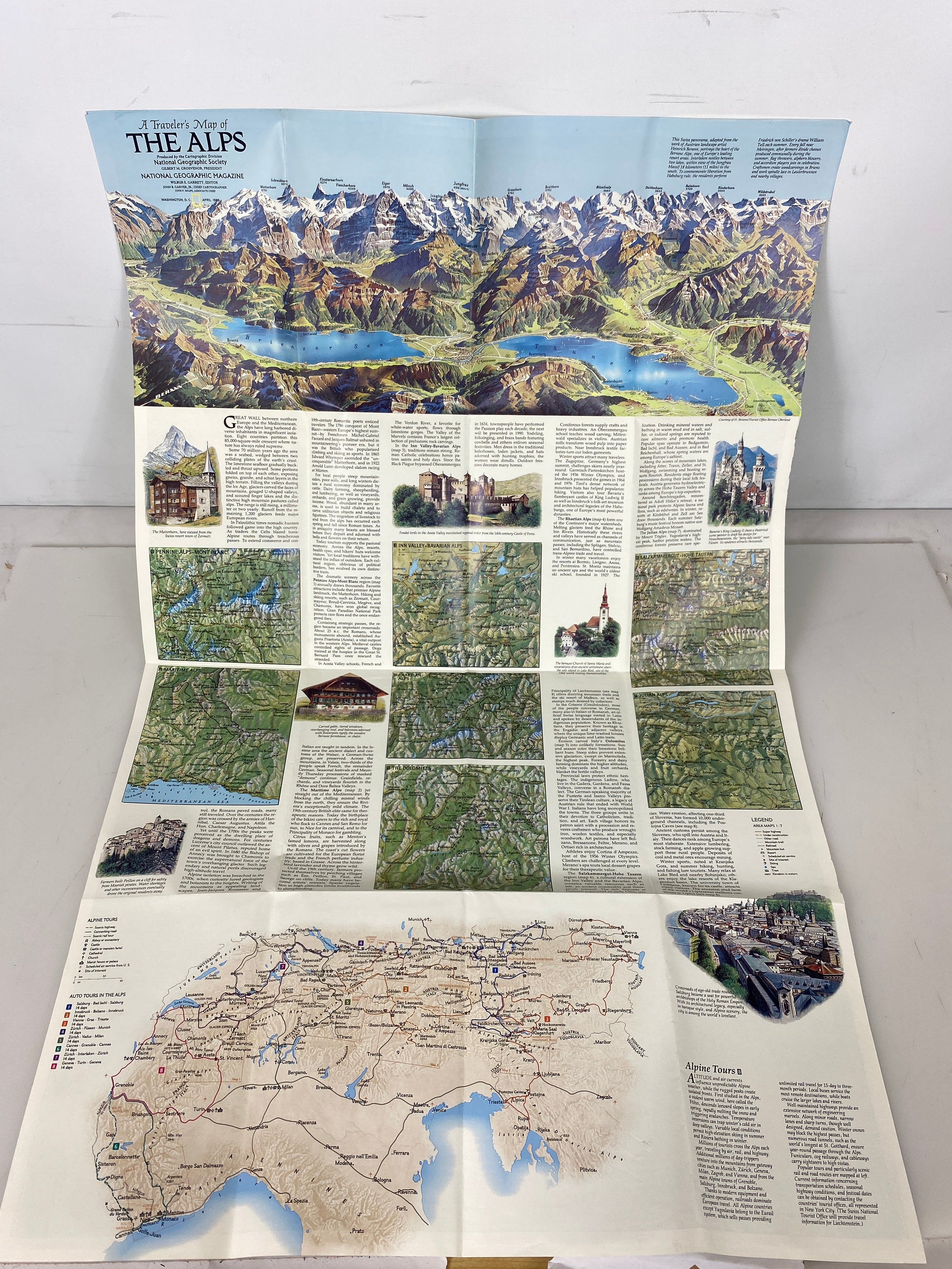 Lot of 4 Nat Geo Posters Traveler's Map Maya/Australia/Mexico/Alps 1985-94