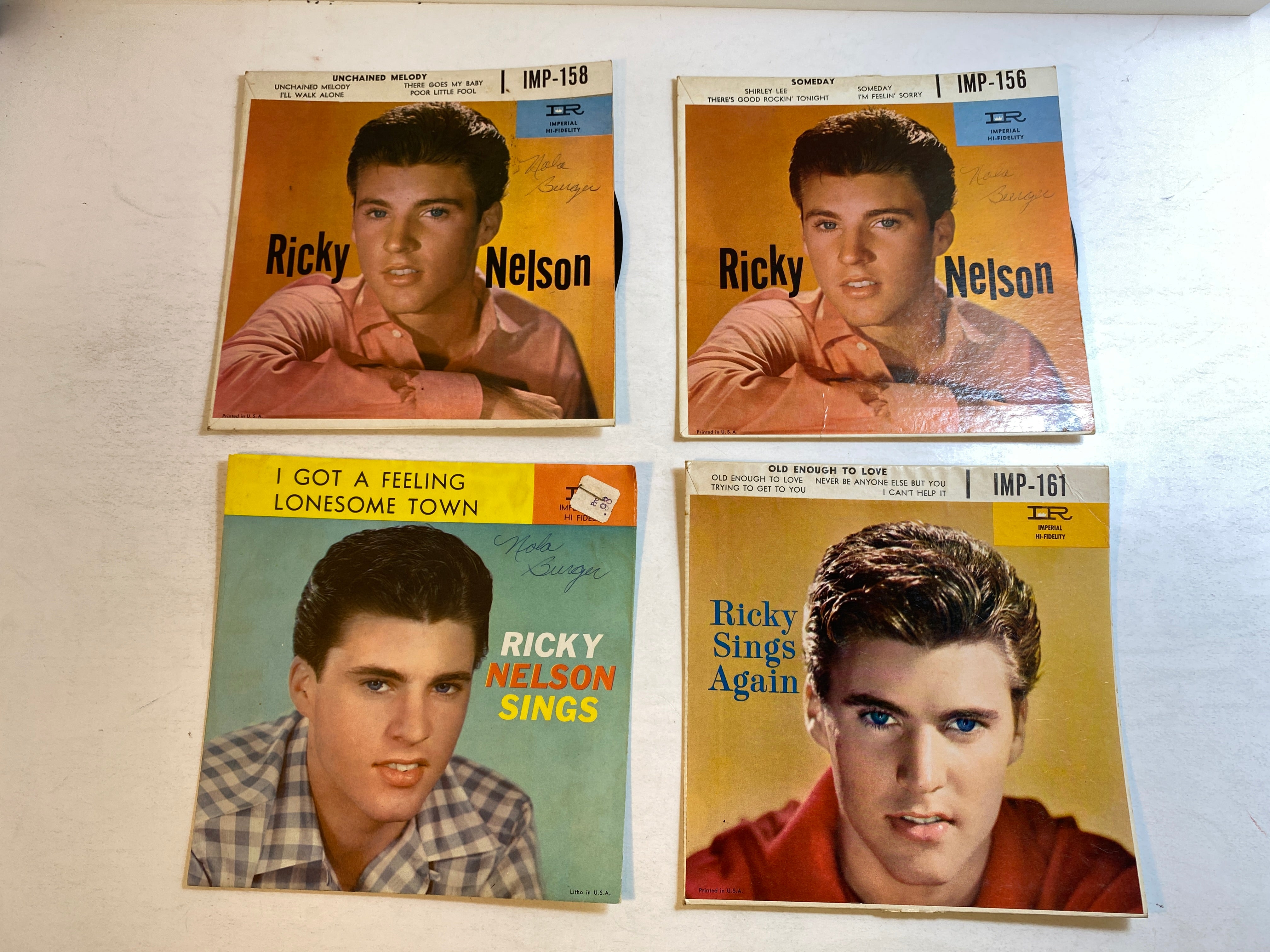 Lot of 4 Ricky Nelson 45 Records and Sleeves