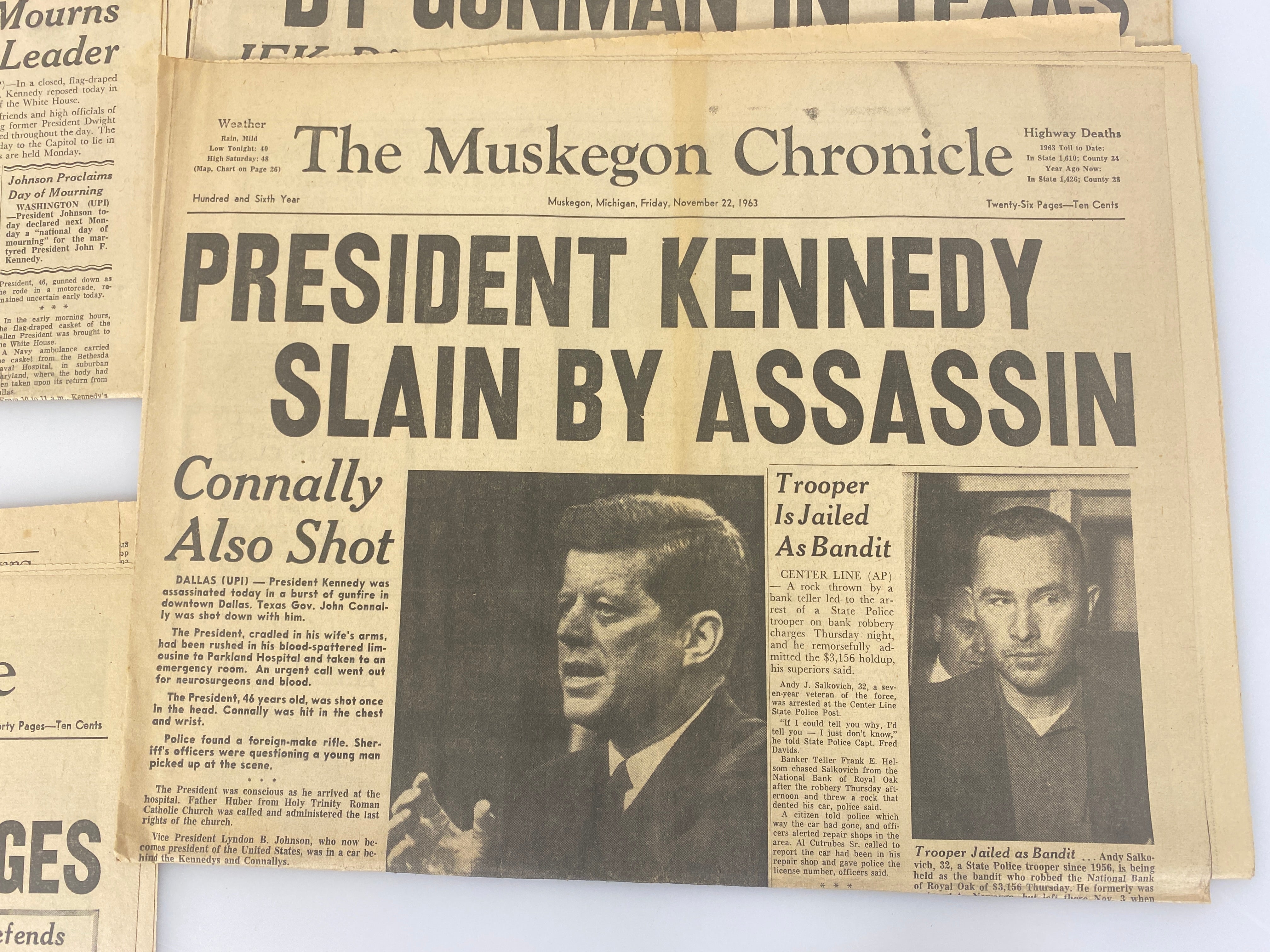 Lot of 4 Vintage Michigan Newspapers Kennedy Assassination 1961-1963