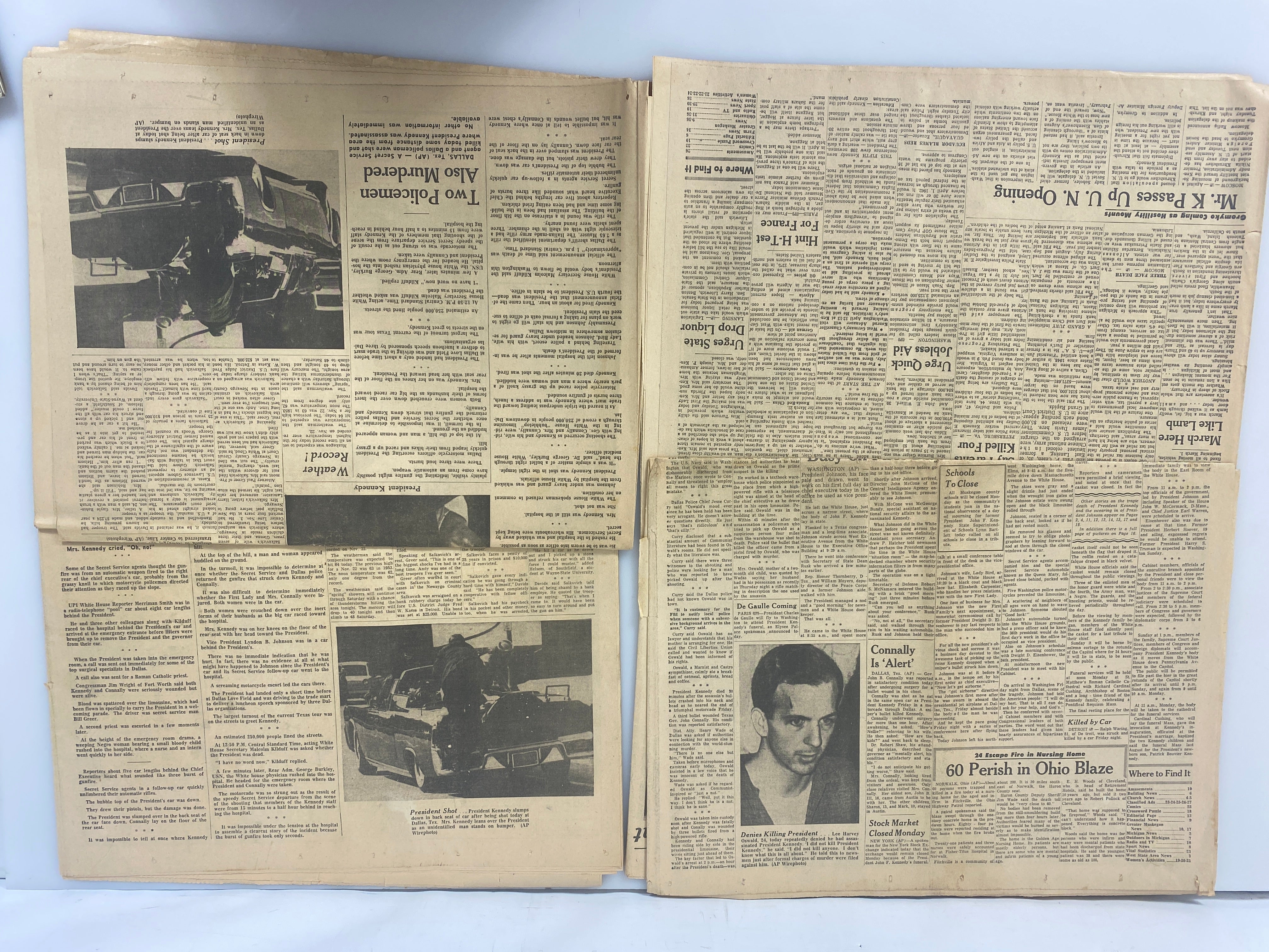Lot of 4 Vintage Michigan Newspapers Kennedy Assassination 1961-1963