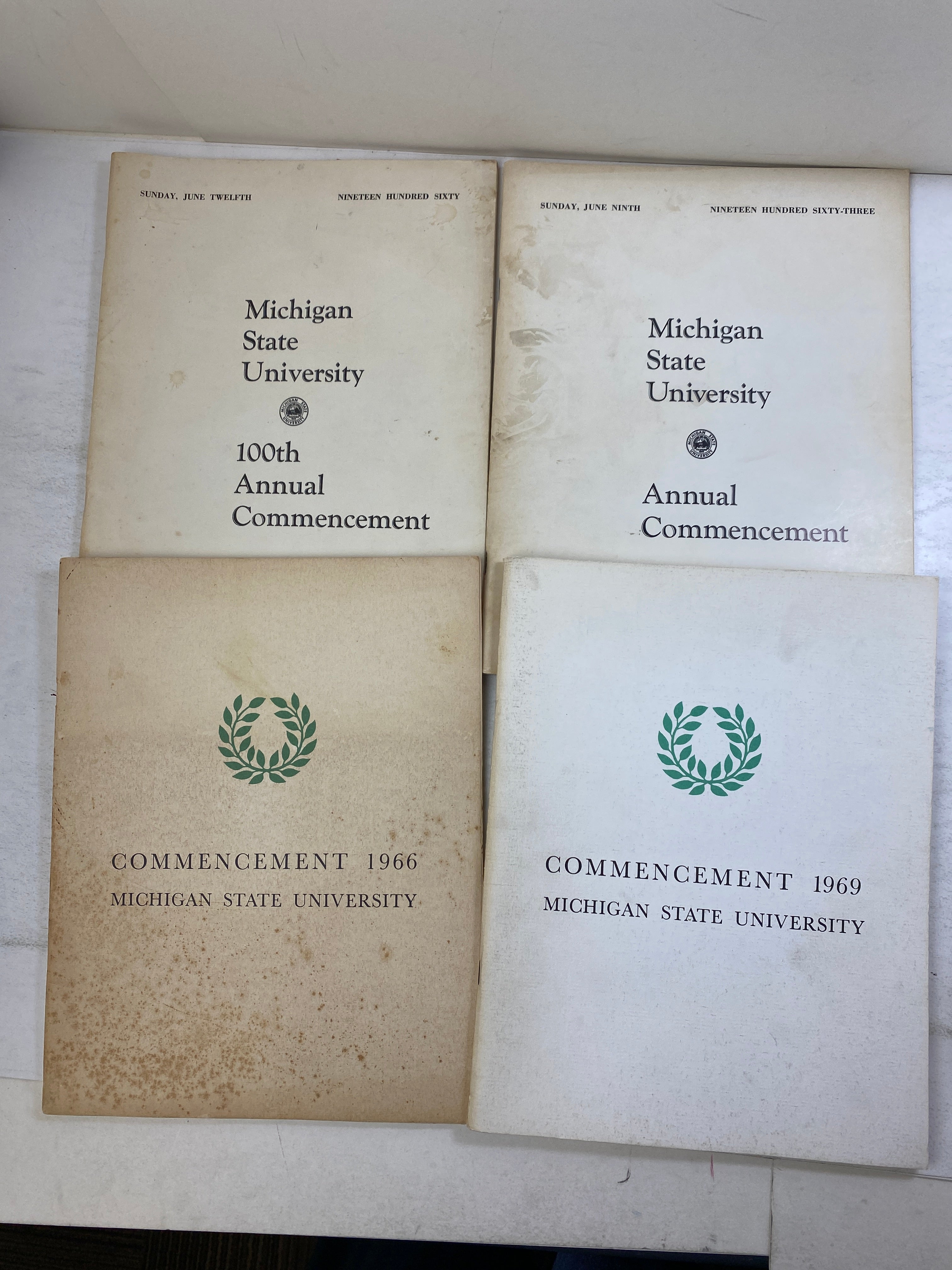 Lot of 4 Vintage MSU Michigan State Commencement Programs 1960-1969